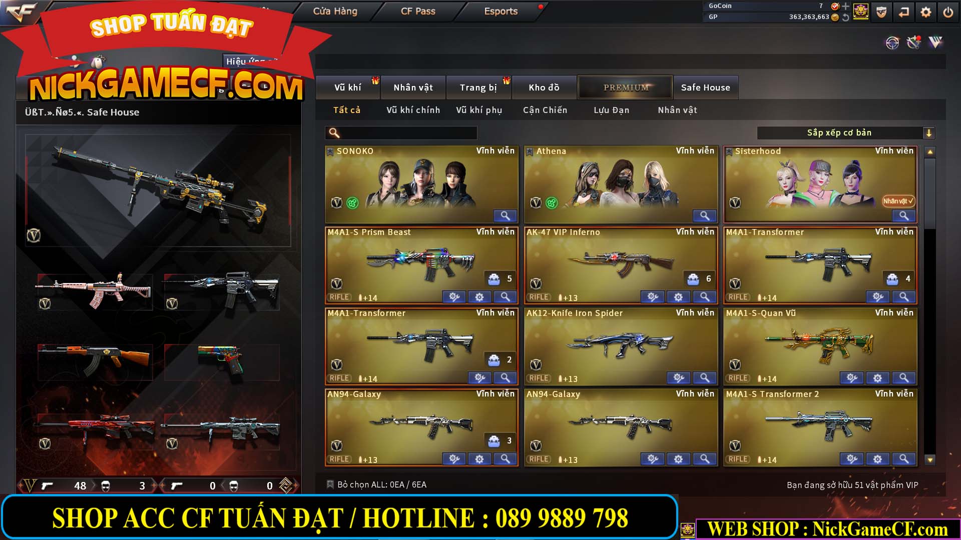 MÃ CF13079 - GIÁ : 5750K - CHIẾN C4 ĐẸP + ZOM - 51 VIP - VIP4