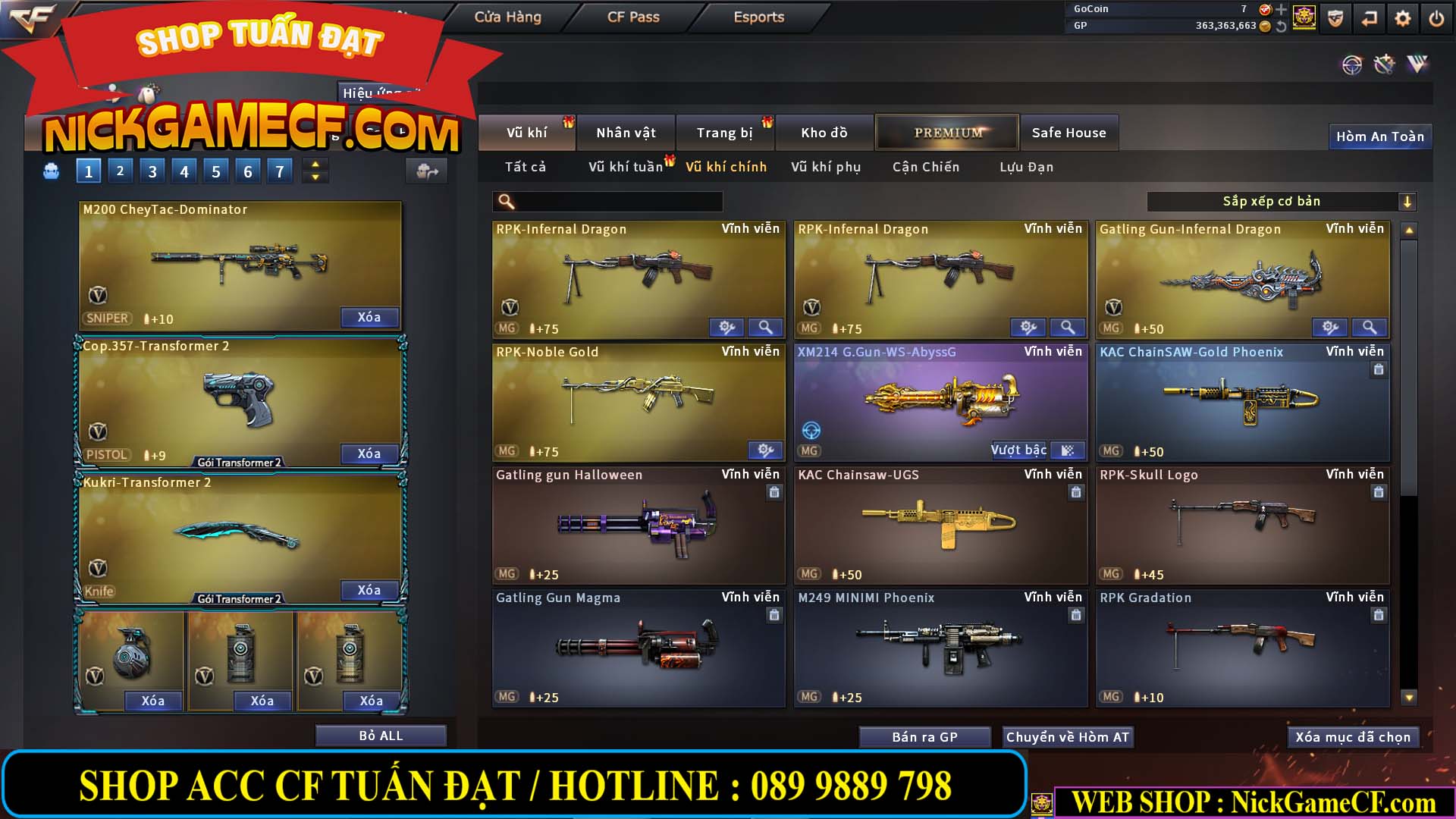 MÃ CF13079 - GIÁ : 5750K - CHIẾN C4 ĐẸP + ZOM - 51 VIP - VIP4