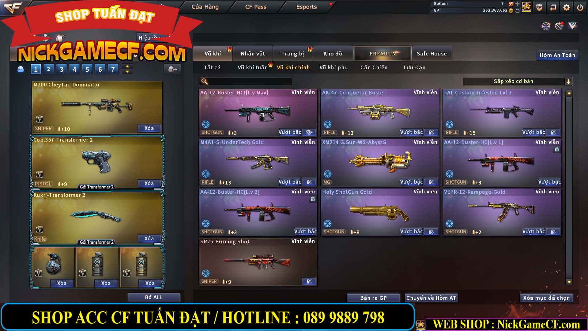 MÃ CF13079 - GIÁ : 5750K - CHIẾN C4 ĐẸP + ZOM - 51 VIP - VIP4