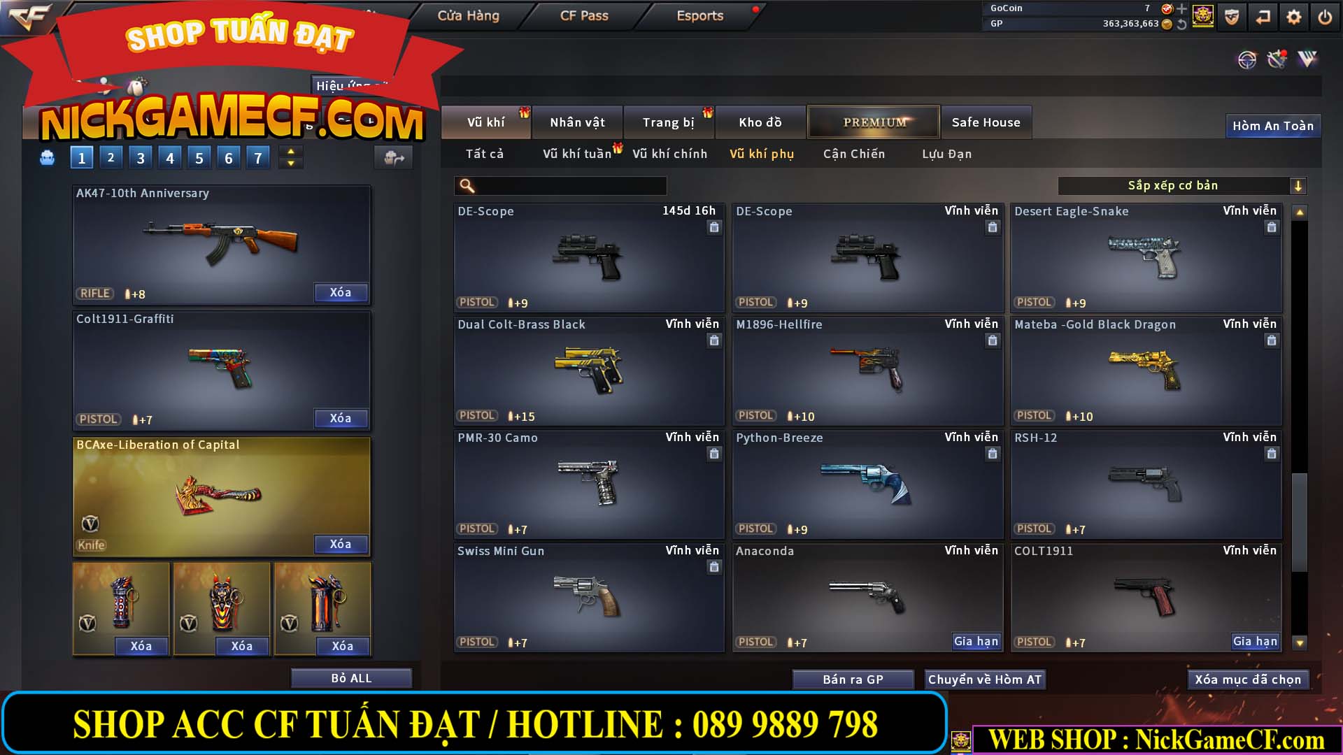 MÃ CF13079 - GIÁ : 5750K - CHIẾN C4 ĐẸP + ZOM - 51 VIP - VIP4
