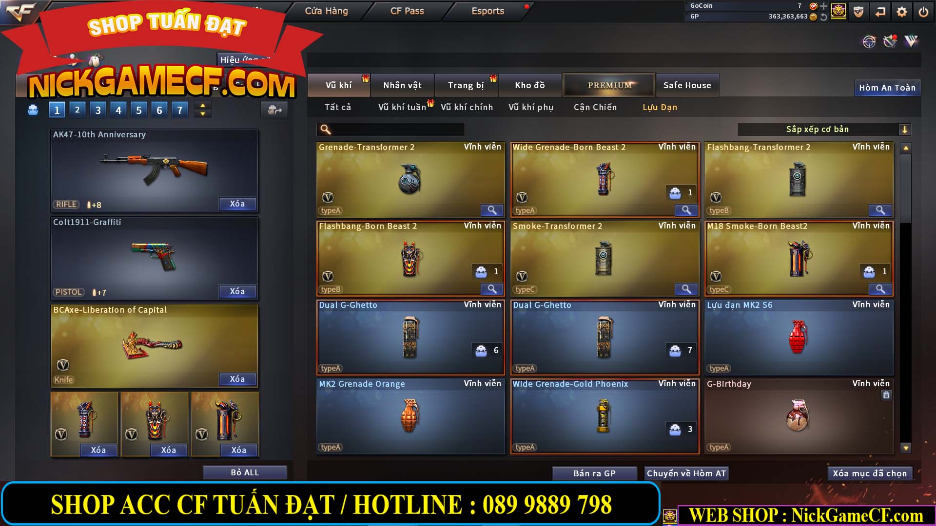 MÃ CF13079 - GIÁ : 5750K - CHIẾN C4 ĐẸP + ZOM - 51 VIP - VIP4
