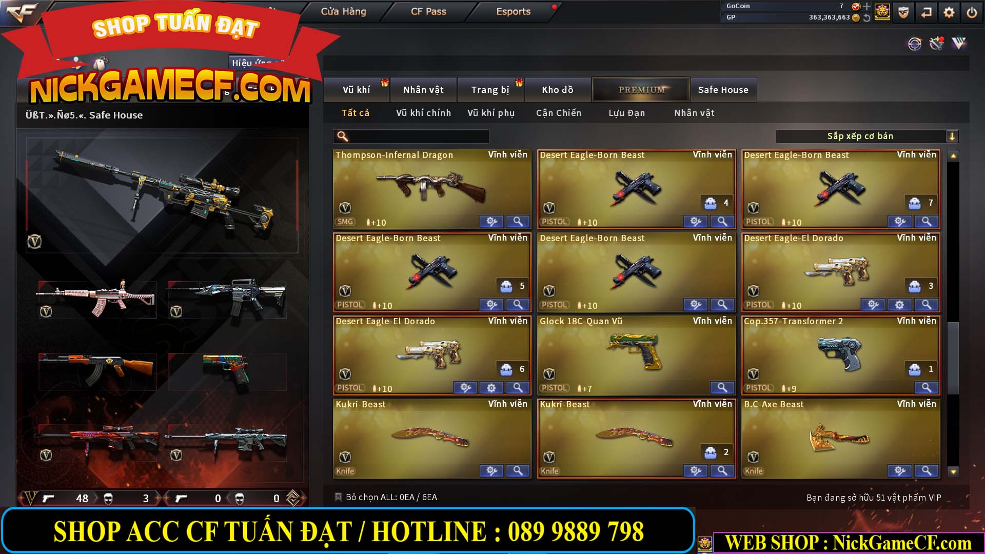 MÃ CF13079 - GIÁ : 5750K - CHIẾN C4 ĐẸP + ZOM - 51 VIP - VIP4