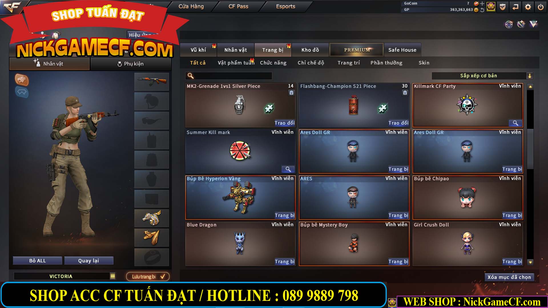 MÃ CF13079 - GIÁ : 5750K - CHIẾN C4 ĐẸP + ZOM - 51 VIP - VIP4