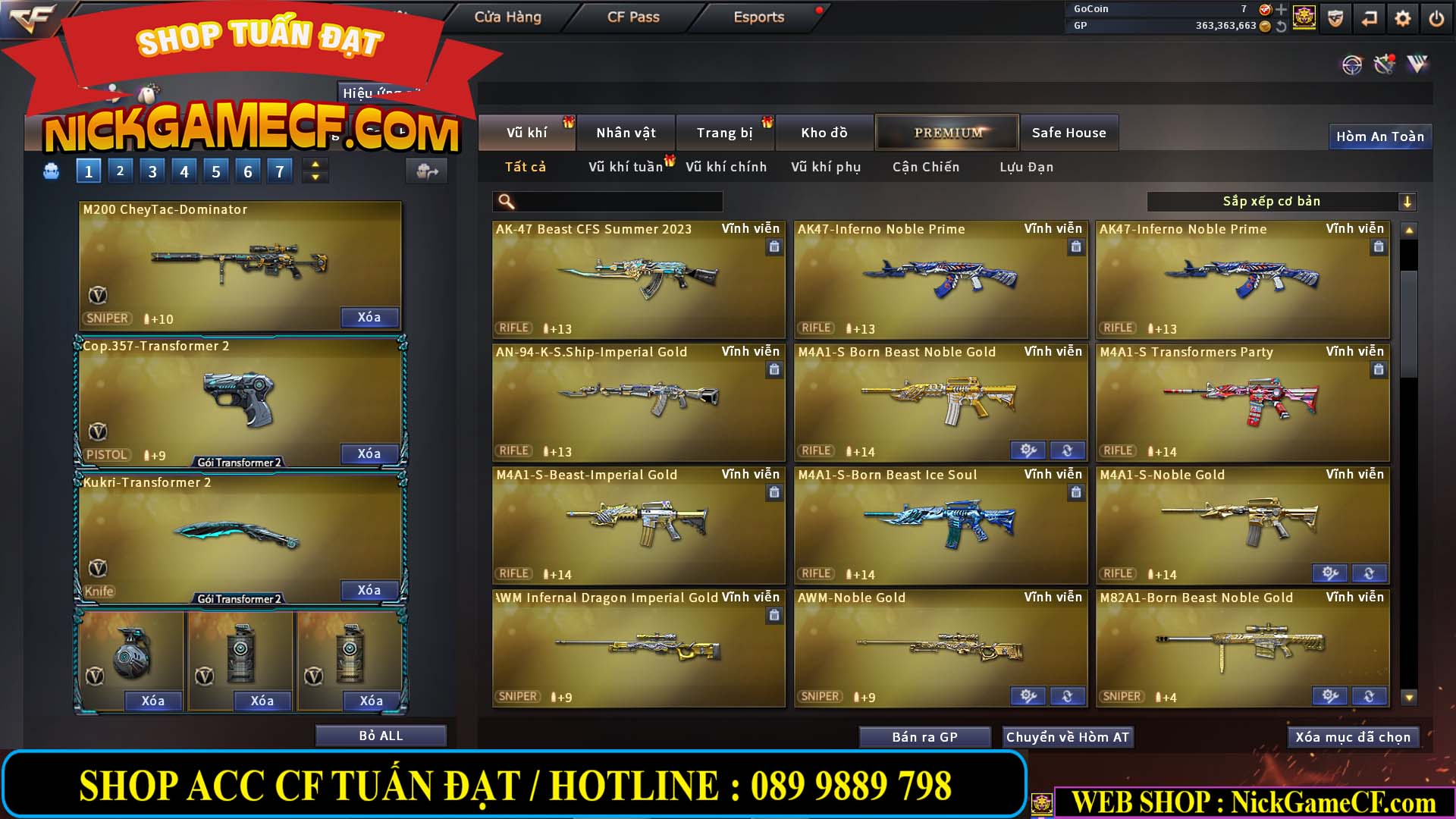 MÃ CF13079 - GIÁ : 5750K - CHIẾN C4 ĐẸP + ZOM - 51 VIP - VIP4