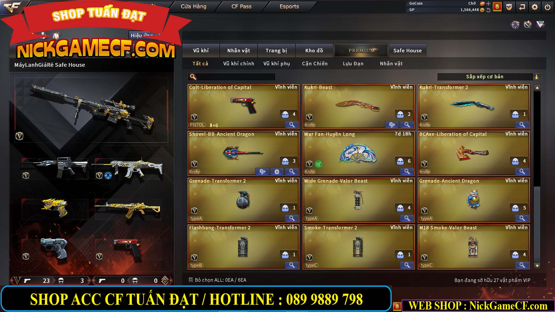 MÃ CF13080 - GIÁ : 3850K - CHIẾN C4 NÉT - 26 VIP - VIP5