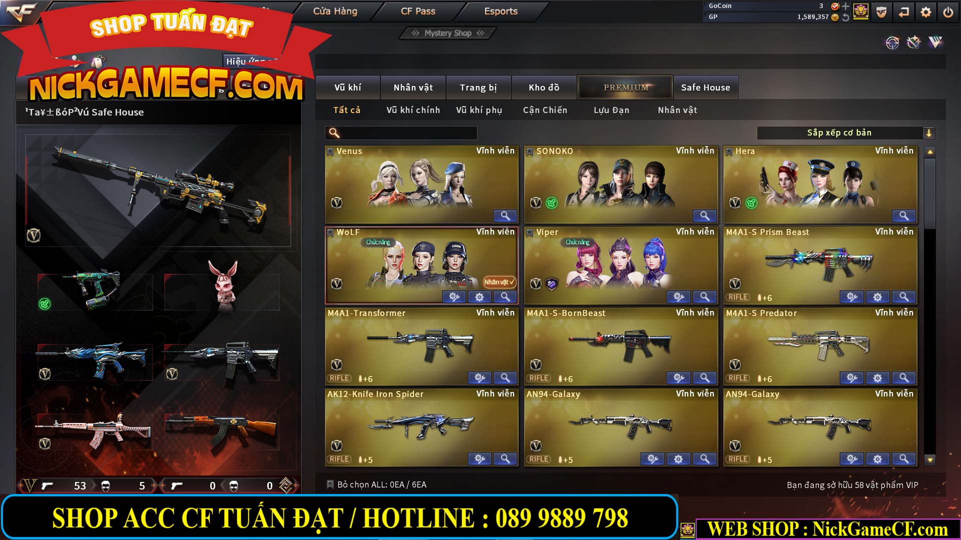 MÃ CF13083 - GIÁ : 6M2 - CHIẾN C4 - ZOM - 58 VIP - VIP5