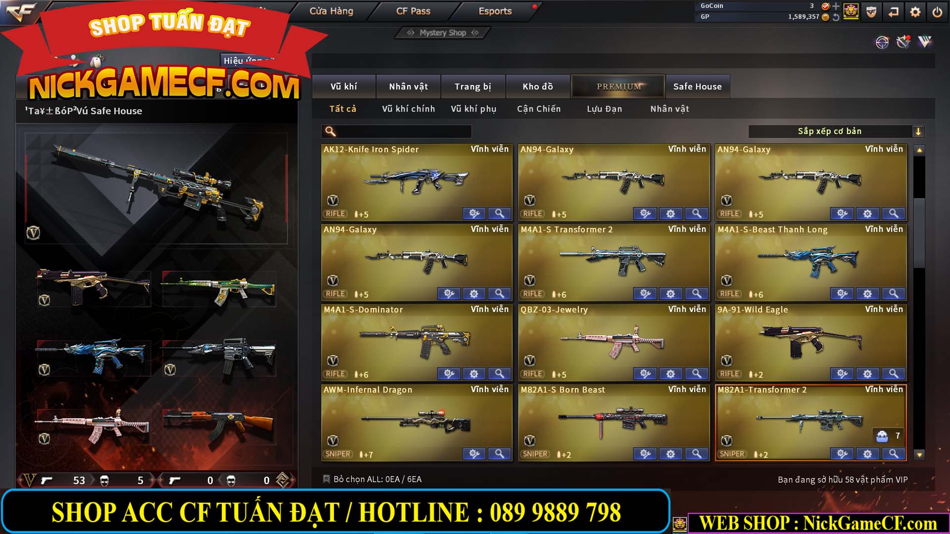 MÃ CF13083 - GIÁ : 6M2 - CHIẾN C4 - ZOM - 58 VIP - VIP5