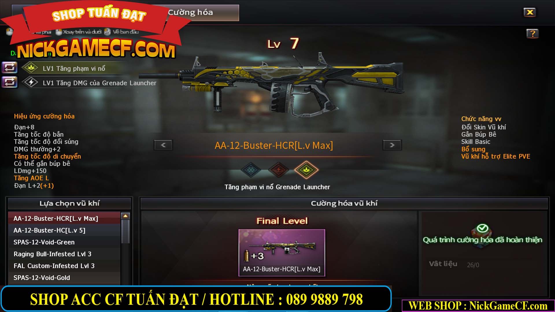 MÃ CF13083 - GIÁ : 6M2 - CHIẾN C4 - ZOM - 58 VIP - VIP5