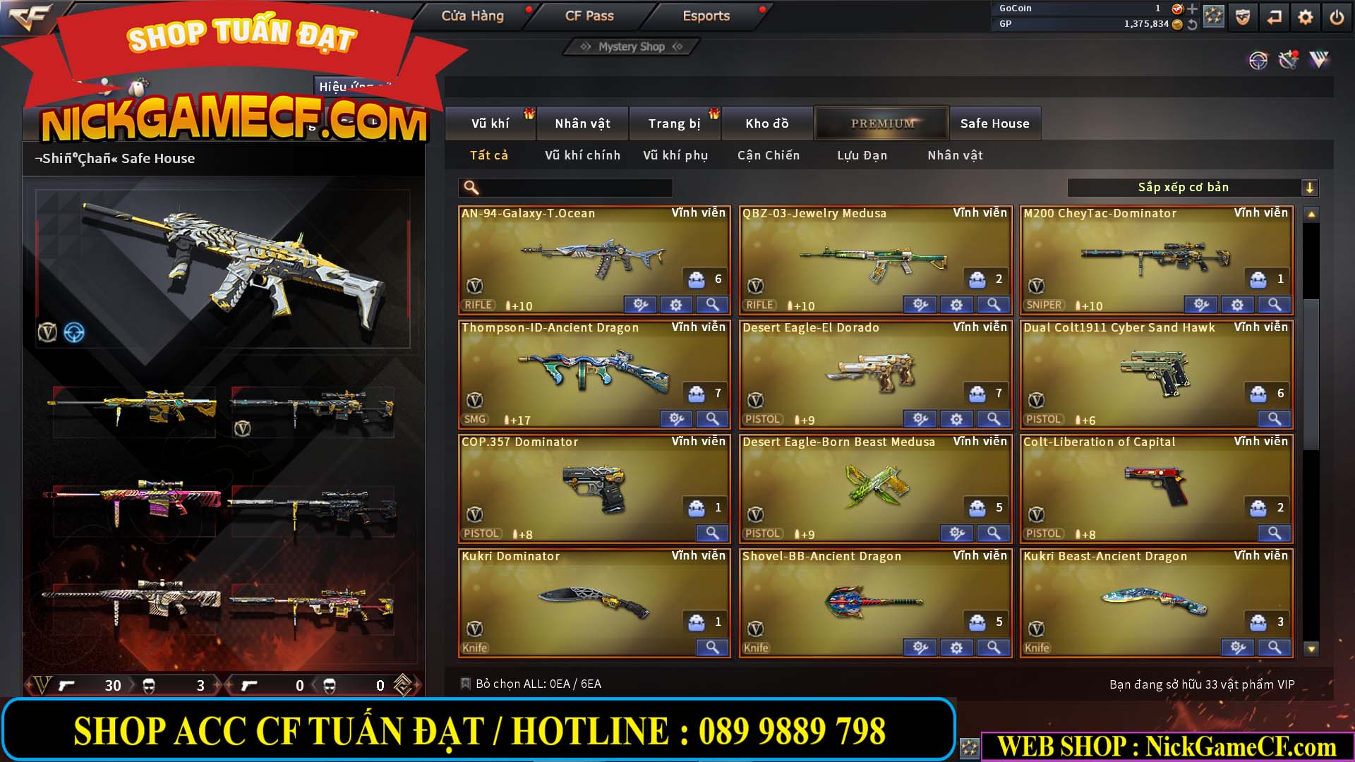 MÃ CF13248 - GIÁ : 3999K - CHIẾN  C4 SIÊU NÉT - 33 VIP - VIP6
