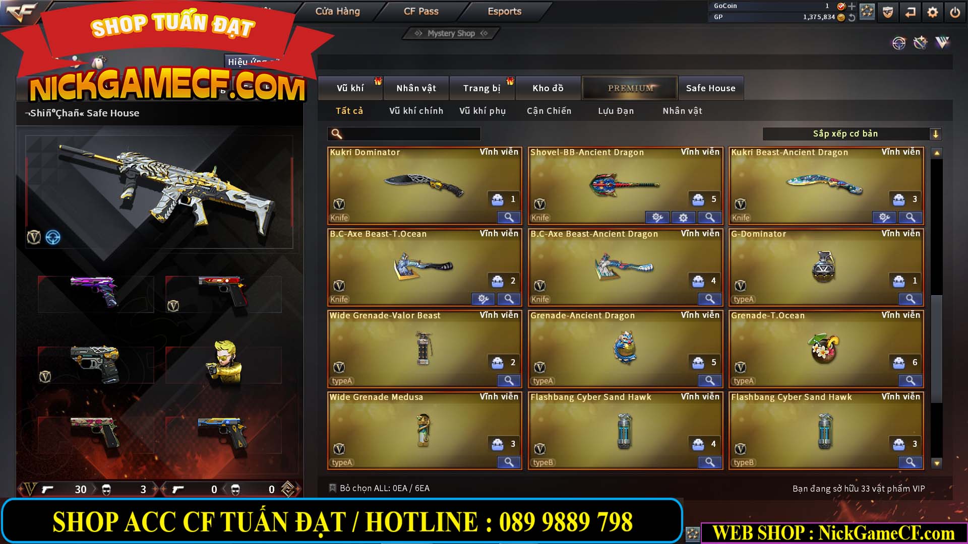 MÃ CF13248 - GIÁ : 3999K - CHIẾN  C4 SIÊU NÉT - 33 VIP - VIP6