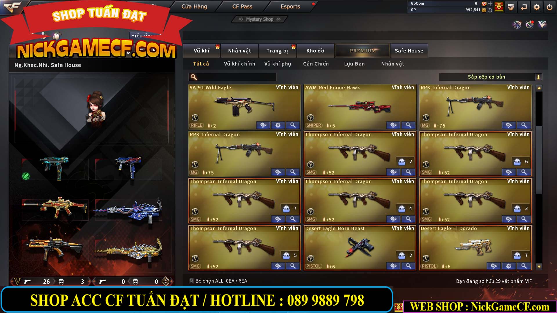 MÃ CF13300 - GIÁ : 4750K - CHIẾN ZOM ĐẸP - C4 XINH - 29 VIP - VIP5