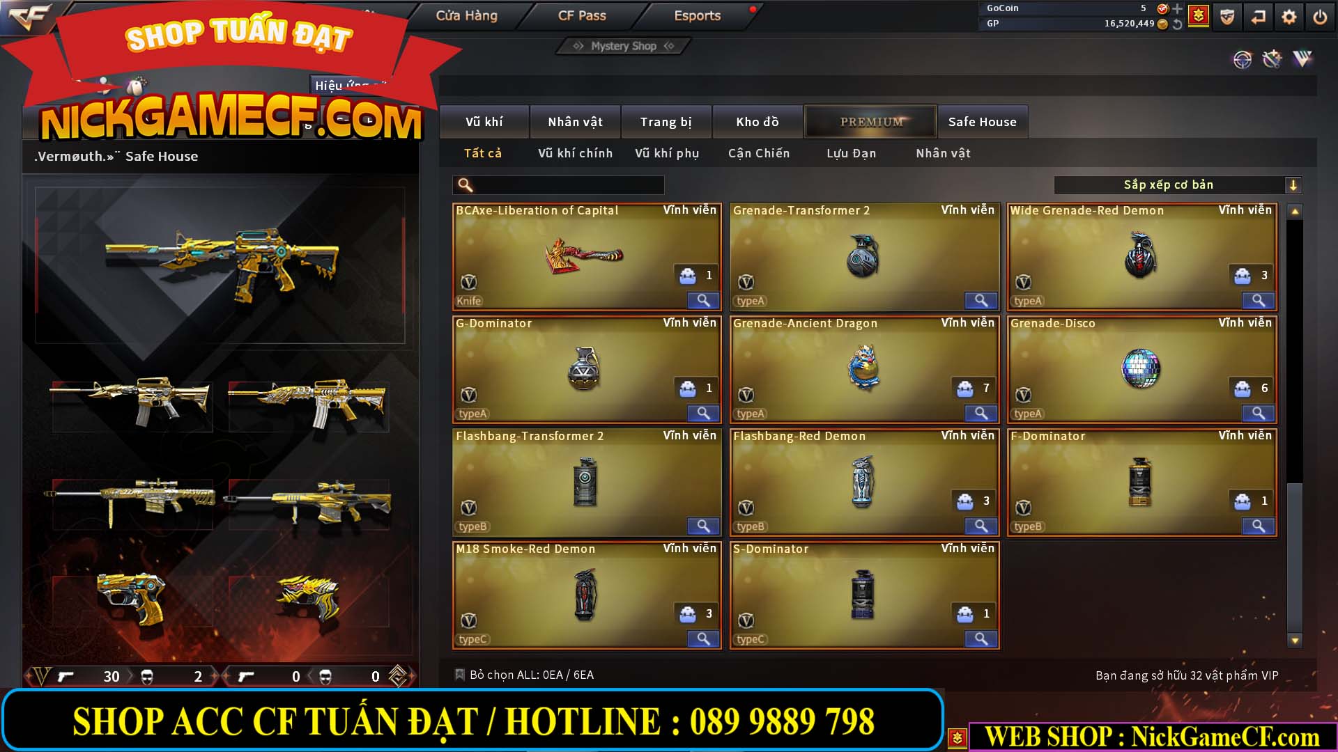MÃ CF13352 - GIÁ : 3650K - CHIẾN C4 XINH XINH - 32 VIP - VIP5