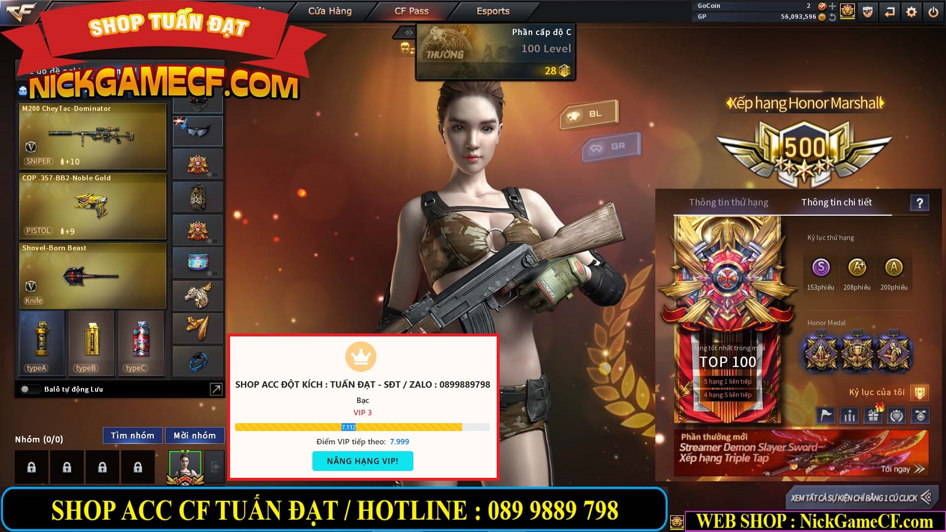 MÃ CF13354 - GIÁ : 3899K - CHIẾN C4 ĐẸP - 30 VIP - GẦN VIP4