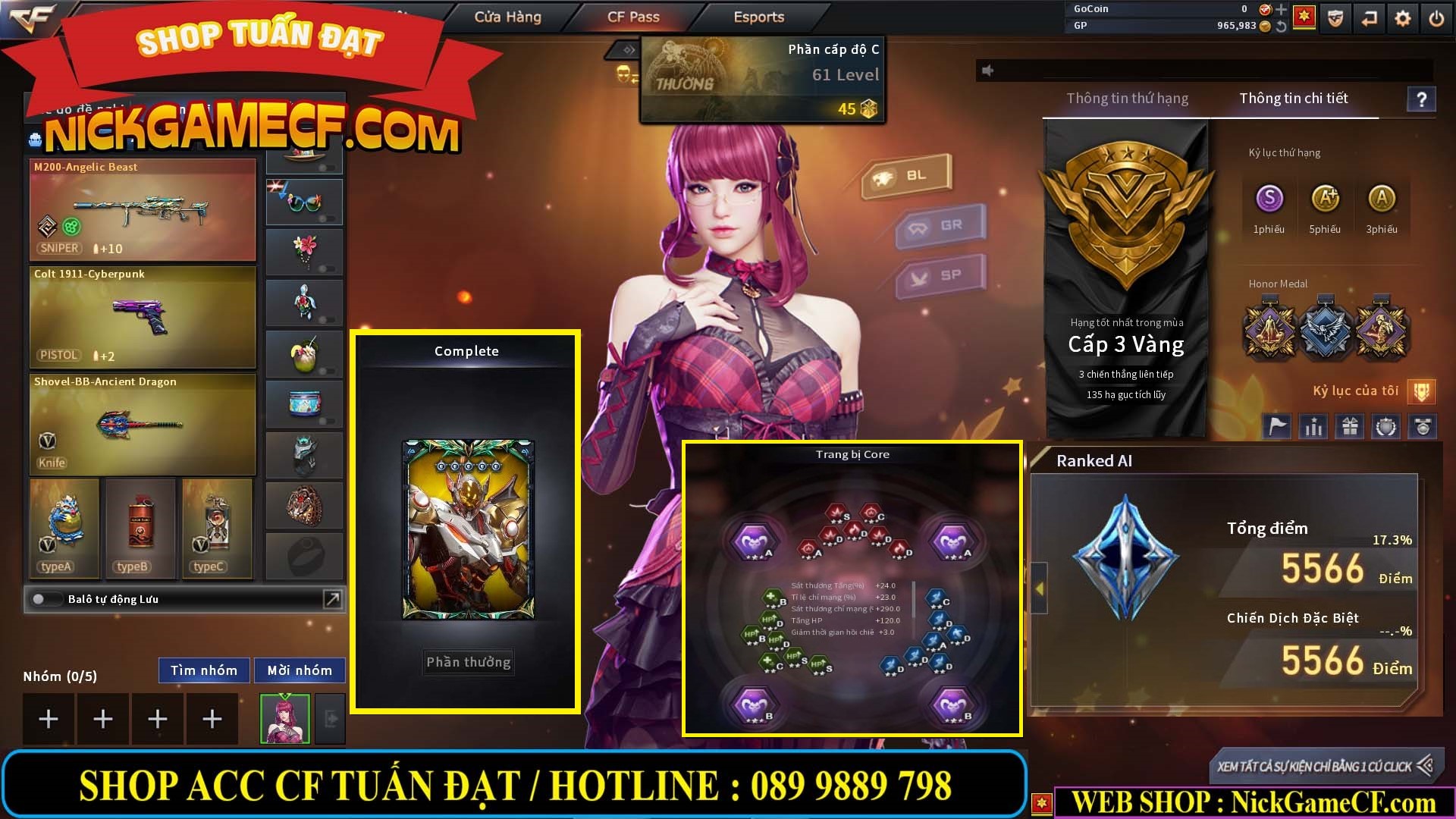 MÃ CF13373 - GIÁ : 2450K - CHIẾN C4 SIÊU XINH - 14 VIP - VIP4