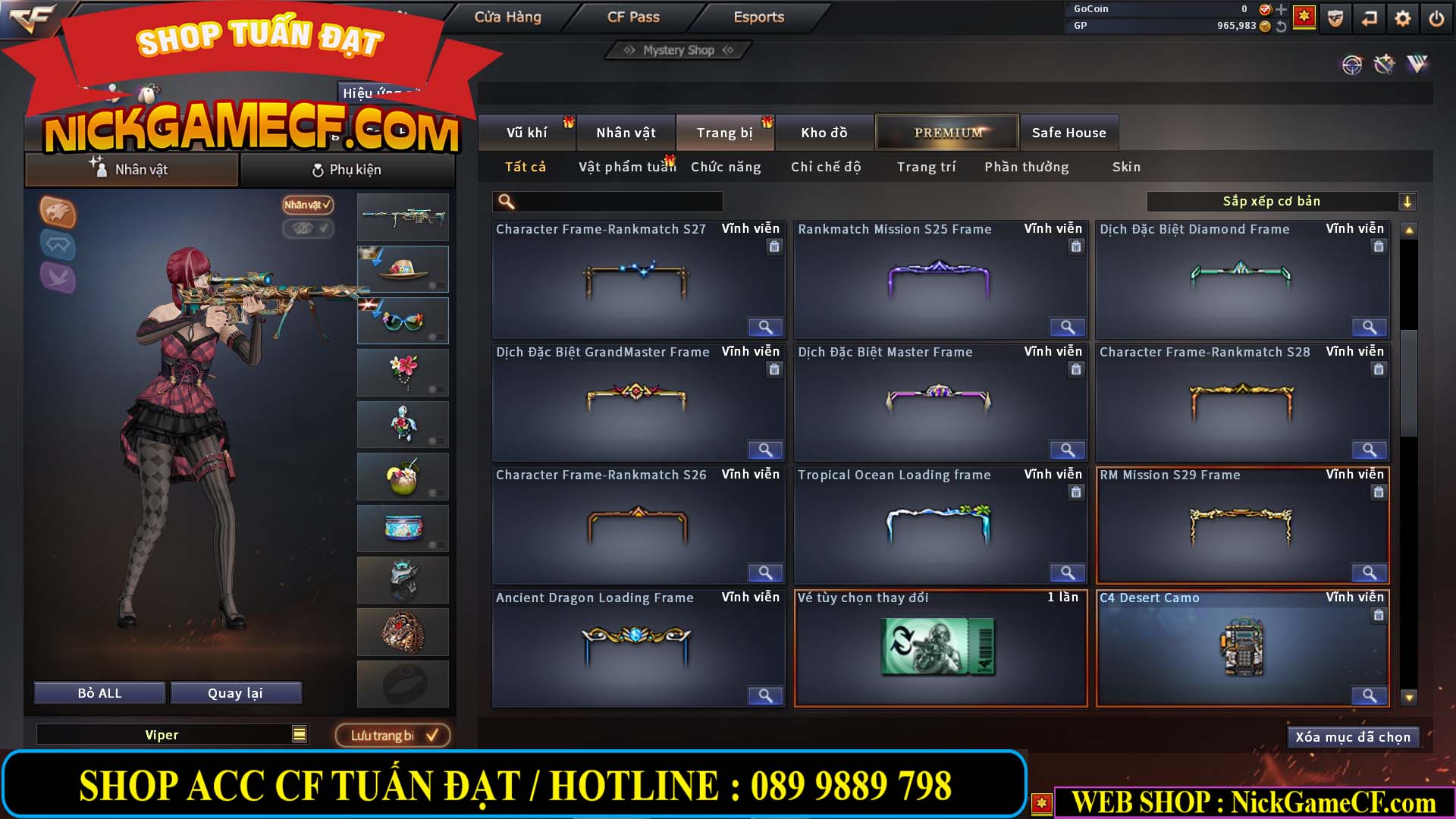 MÃ CF13373 - GIÁ : 2450K - CHIẾN C4 SIÊU XINH - 14 VIP - VIP4