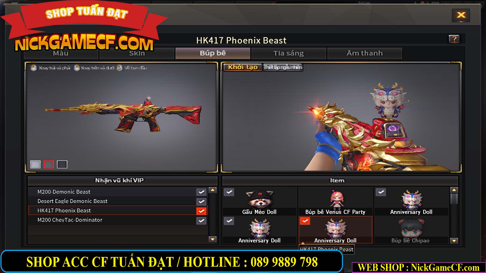 MÃ CF13385 - GIÁ : 2750K - SIÊU HOT - COMBO DEMONIC - VIP2