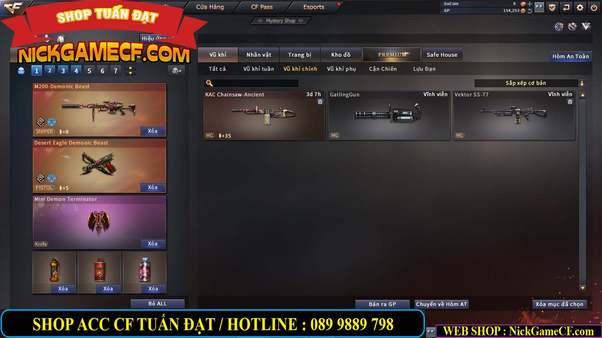 MÃ CF13385 - GIÁ : 2750K - SIÊU HOT - COMBO DEMONIC - VIP2