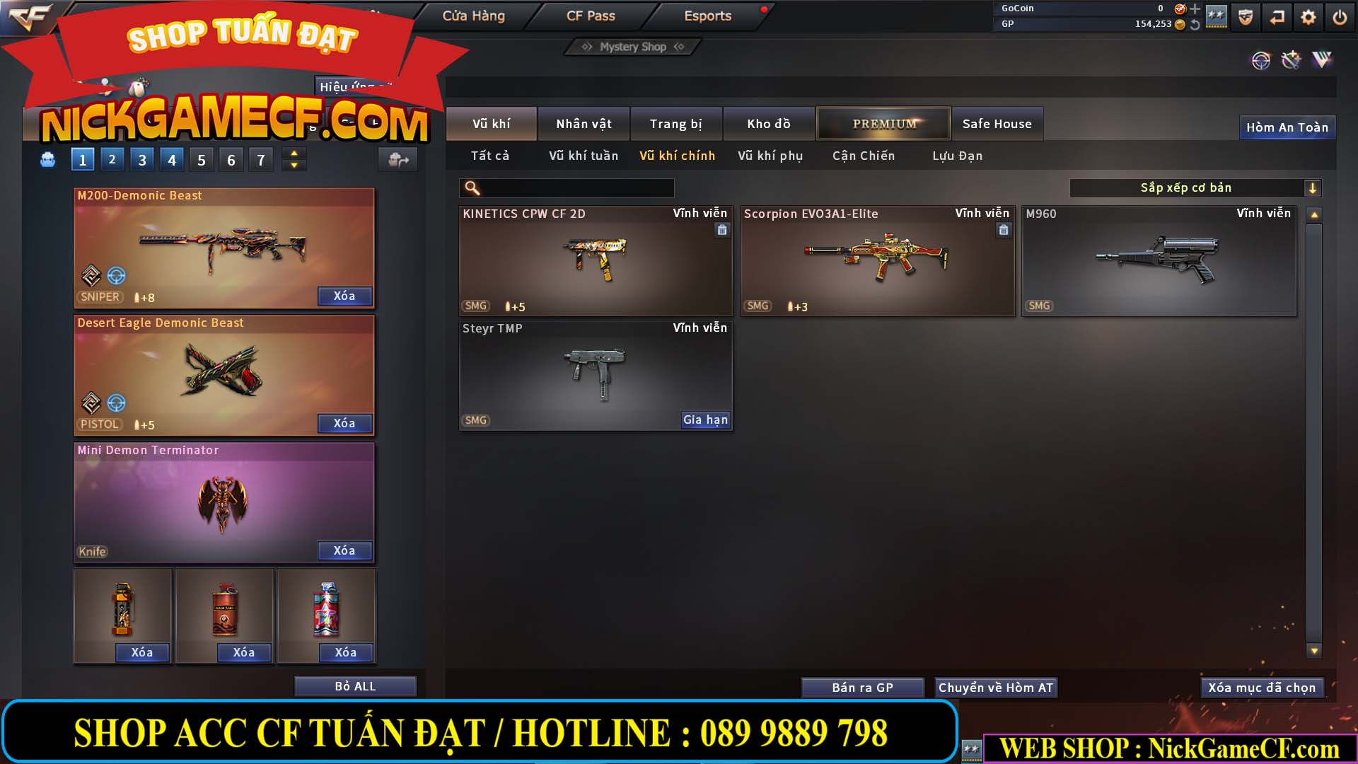 MÃ CF13385 - GIÁ : 2750K - SIÊU HOT - COMBO DEMONIC - VIP2