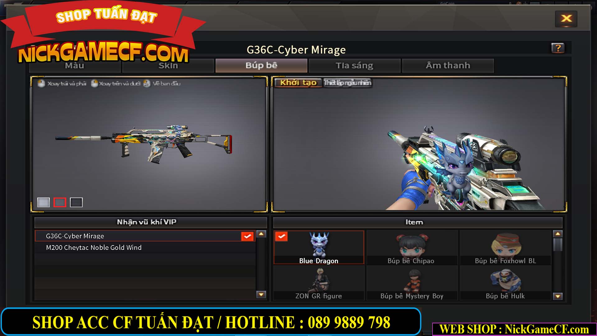MÃ CF13388 - GIÁ : 899K - G36 VIP - M200 NOBLE