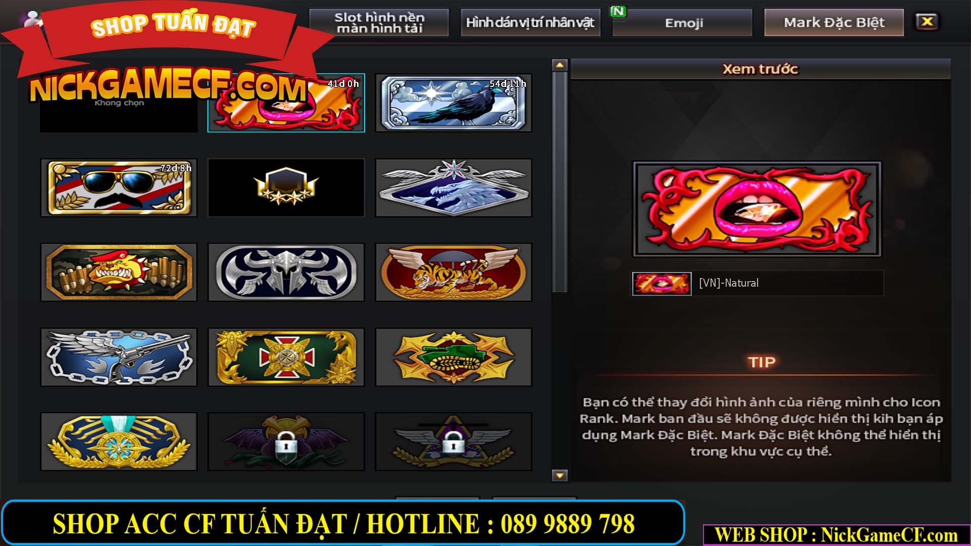 MÃ CF13396 - GIÁ : 5999K - DÂN CHƠI C4 SƯU TẦM - VIP7