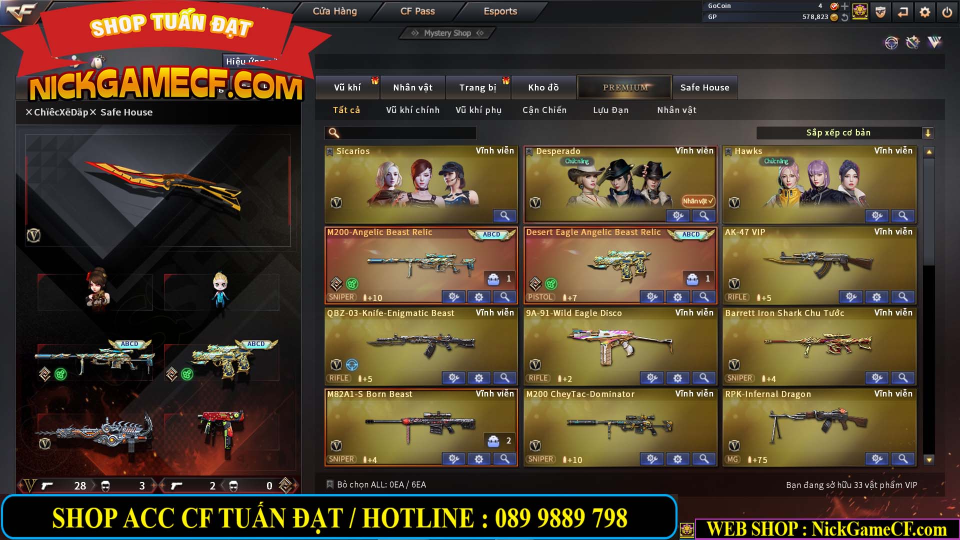 MÃ CF13398 - GIÁ : 9M5 - CHIẾN ZOM SIÊU ĐẸP - 33 VIP - GẦN VIP7