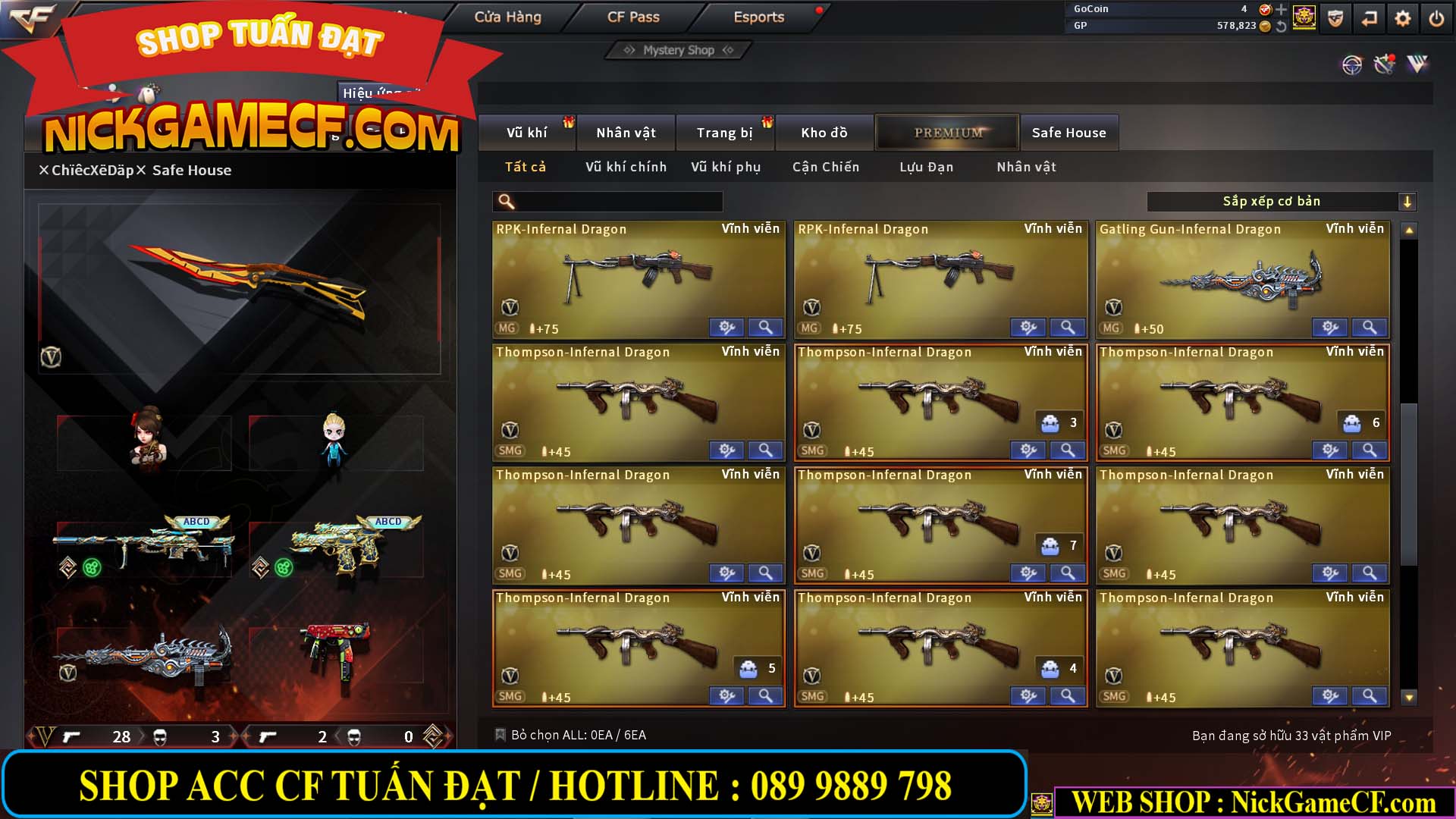 MÃ CF13398 - GIÁ : 9M5 - CHIẾN ZOM SIÊU ĐẸP - 33 VIP - GẦN VIP7