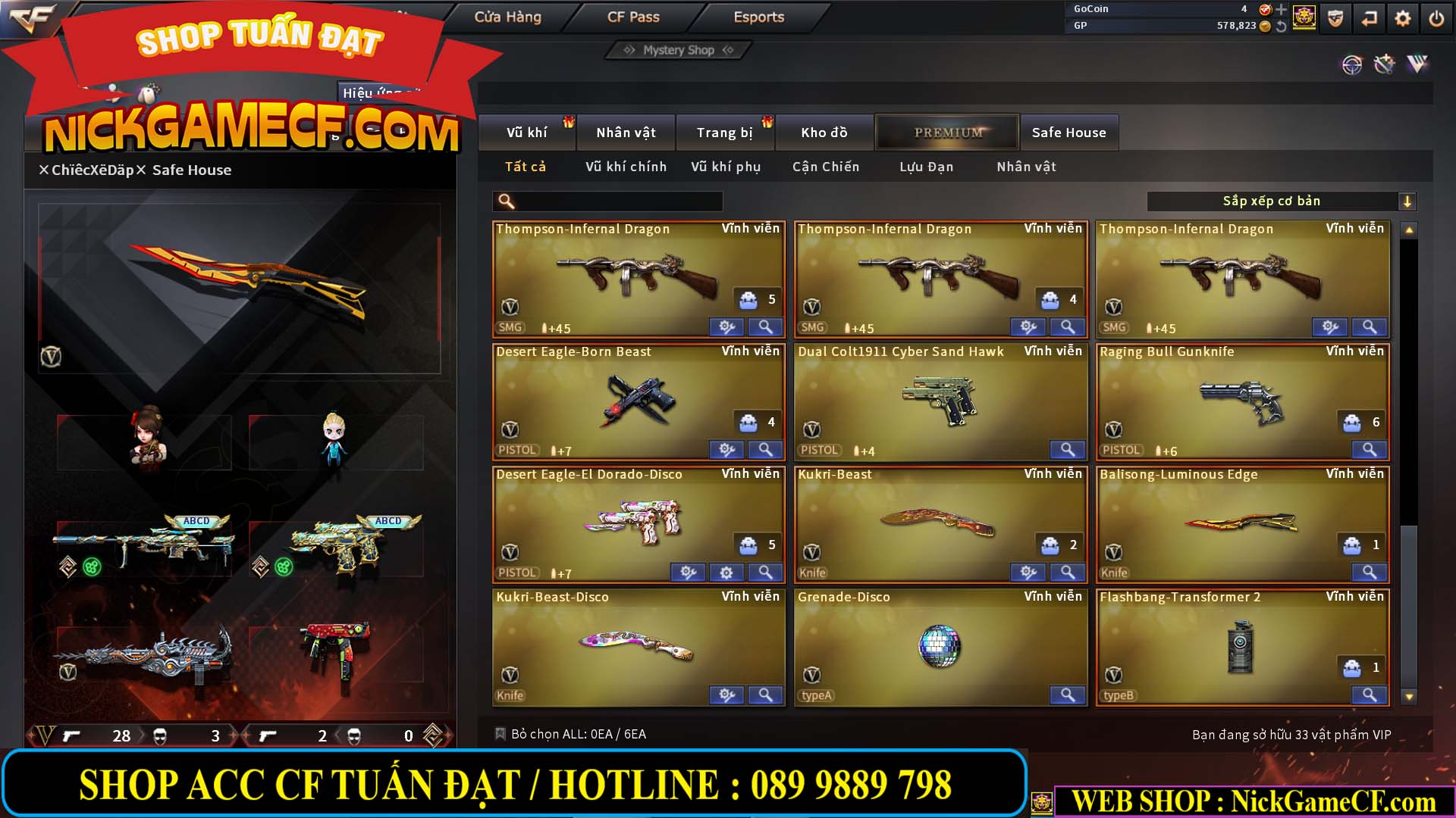 MÃ CF13398 - GIÁ : 9M5 - CHIẾN ZOM SIÊU ĐẸP - 33 VIP - GẦN VIP7