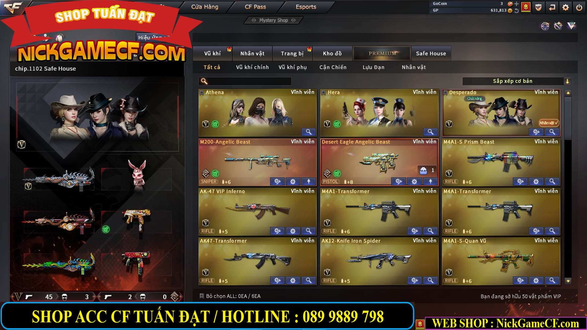 MÃ CF13399 - GIÁ : 6999K - CHIẾN ZOM ĐẸP - C4 XỊN - 50 VIP - VIP5