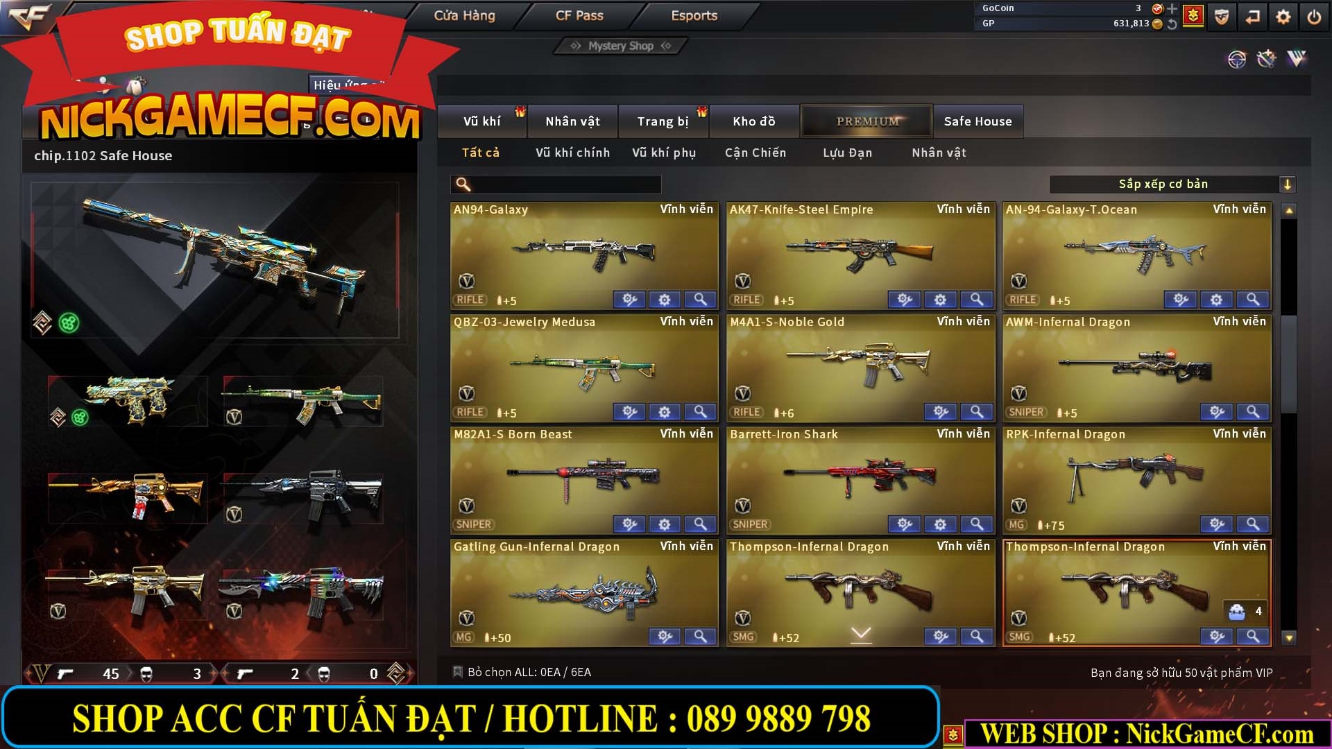 MÃ CF13399 - GIÁ : 6999K - CHIẾN ZOM ĐẸP - C4 XỊN - 50 VIP - VIP5