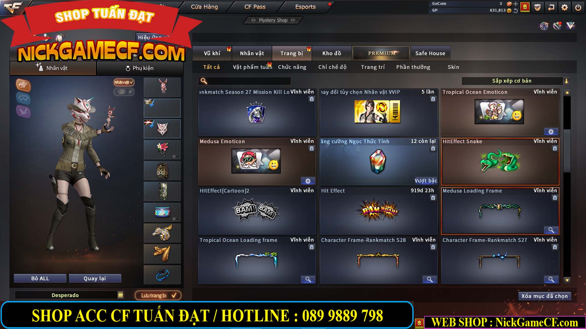 MÃ CF13399 - GIÁ : 6999K - CHIẾN ZOM ĐẸP - C4 XỊN - 50 VIP - VIP5