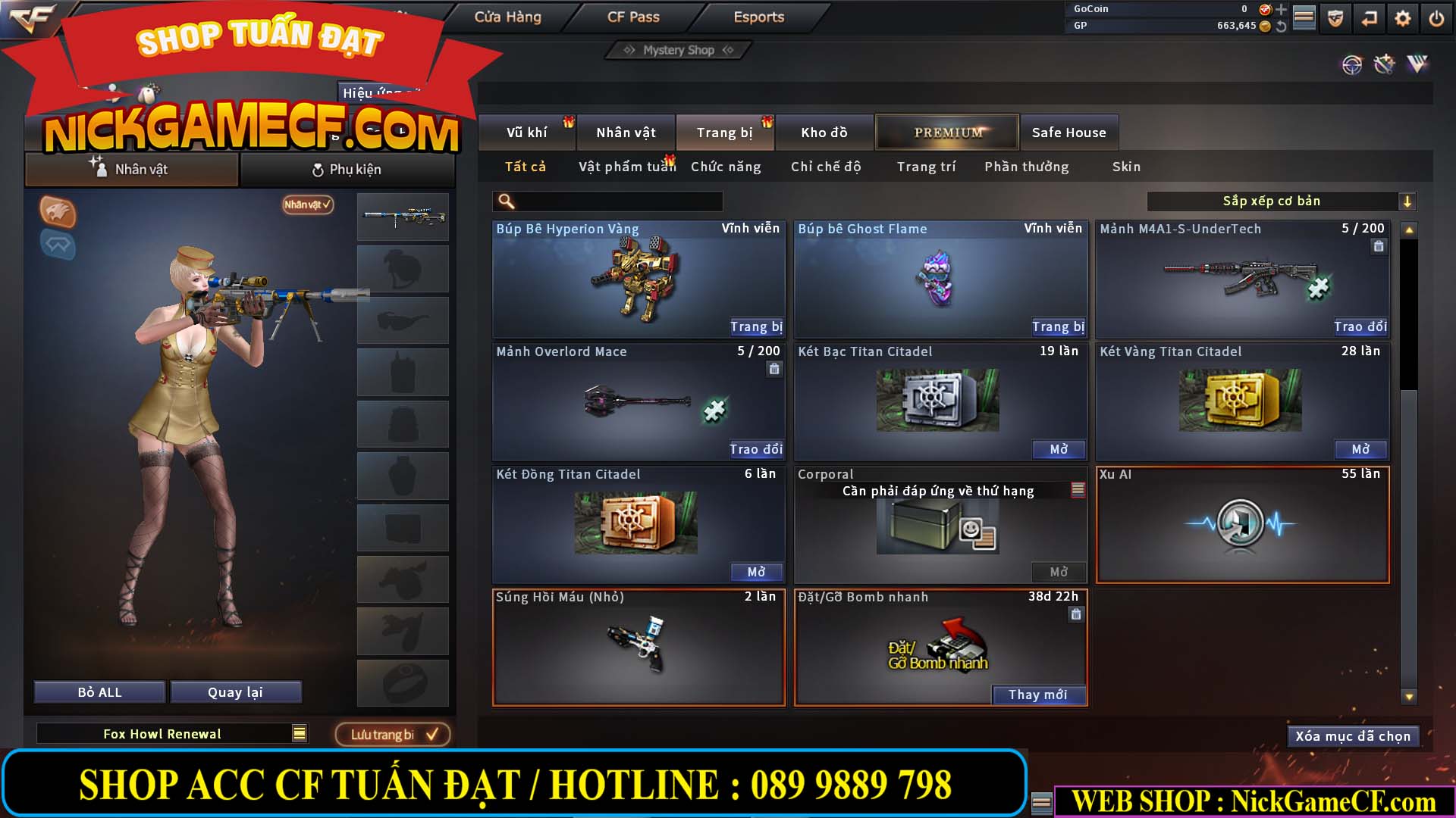 MÃ CF13408 - GIÁ : 599K - SIÊU VIP -  CHƠI CẤP TÂN BINH