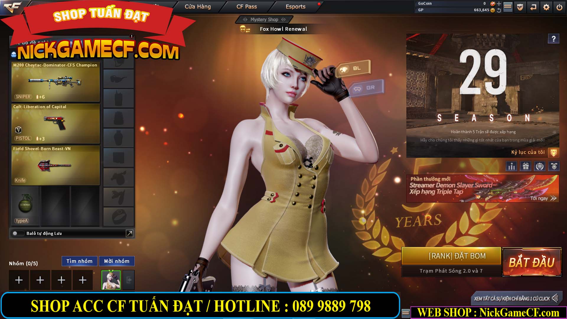 MÃ CF13408 - GIÁ : 599K - SIÊU VIP -  CHƠI CẤP TÂN BINH