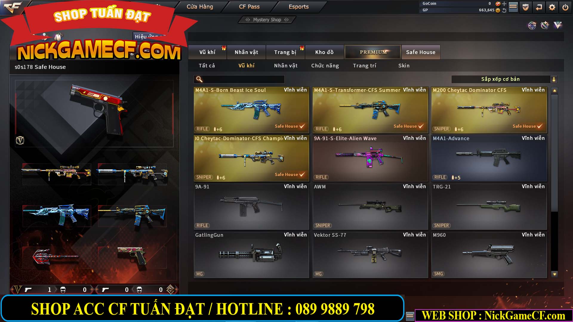 MÃ CF13408 - GIÁ : 599K - SIÊU VIP -  CHƠI CẤP TÂN BINH