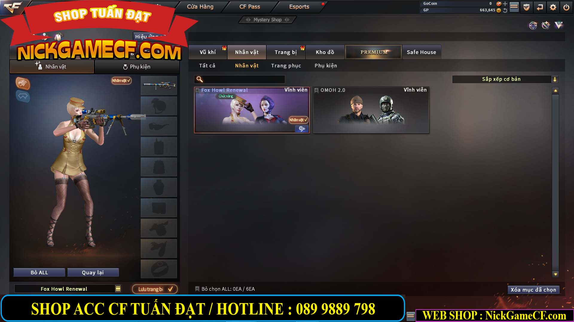 MÃ CF13408 - GIÁ : 599K - SIÊU VIP -  CHƠI CẤP TÂN BINH