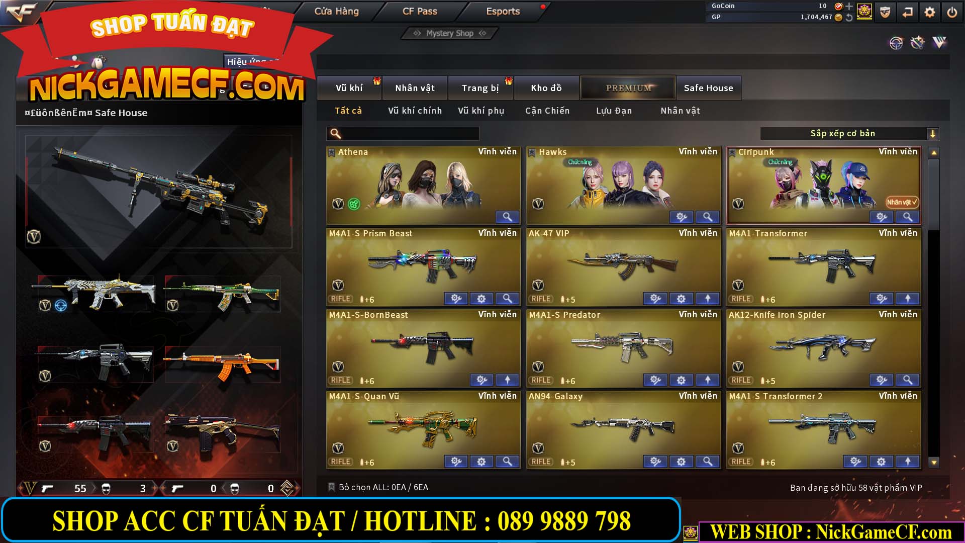 MÃ CF13556 - GIÁ : 6999K - CHIẾN ZOM - C4 - 58 VIP - GẦN VIP6