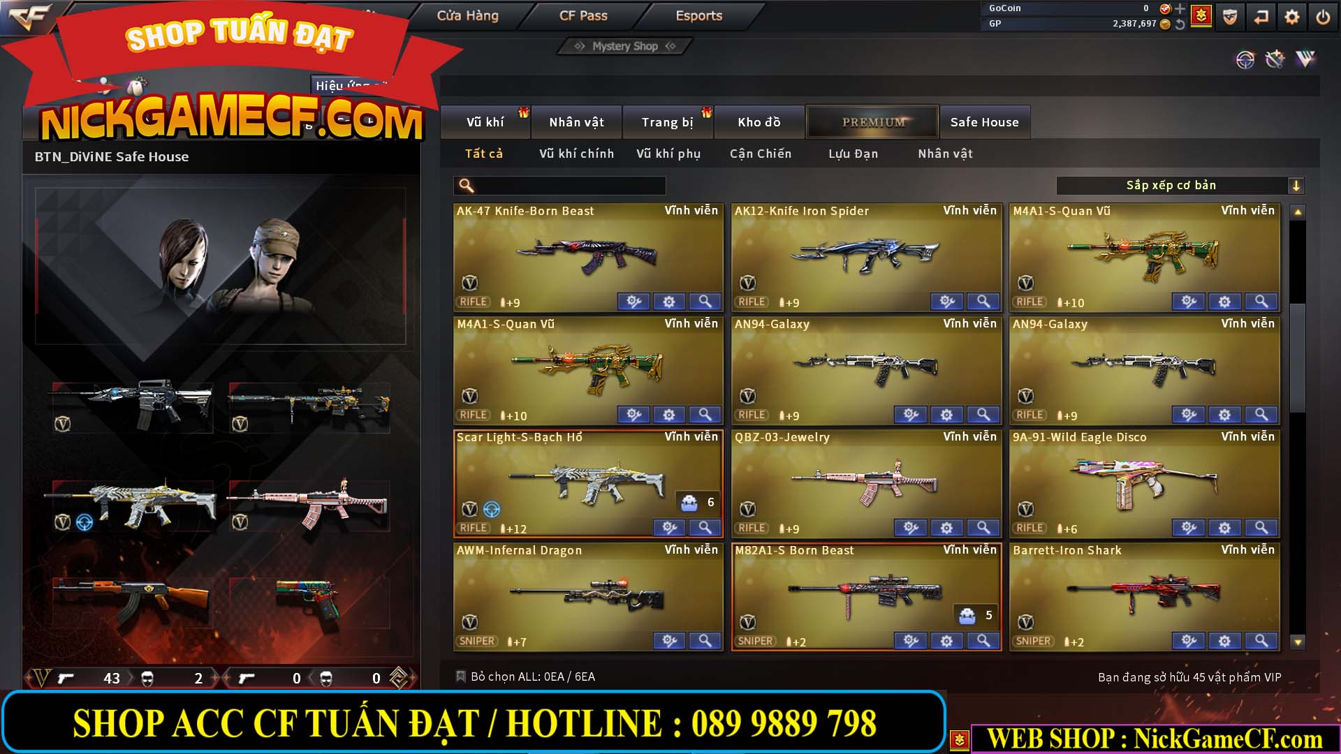 MÃ CF13578 - GIÁ : 5M2 - FULL C4 - CHUYÊN DF - 45 VIP - VIP4