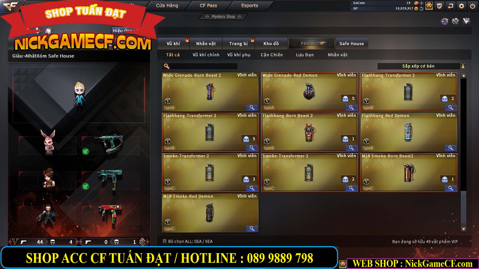 MÃ CF13593 - GIÁ : 6999K - CHIẾN ZOM XINH - C4 ĐẸP - 49 VIP - VIP6