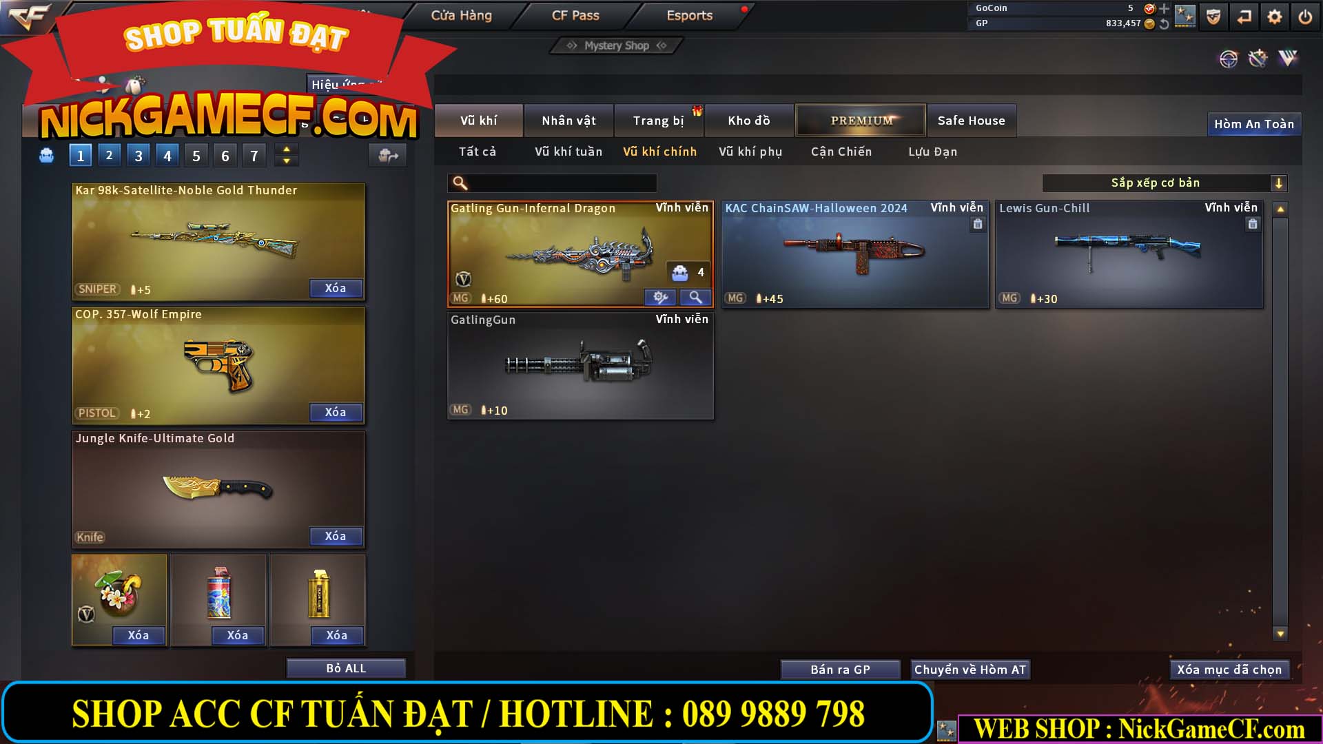 MÃ CF13688 - GIÁ : 3650K - CHIẾN C4 SIÊU HOT - 11 VIP - VIP5
