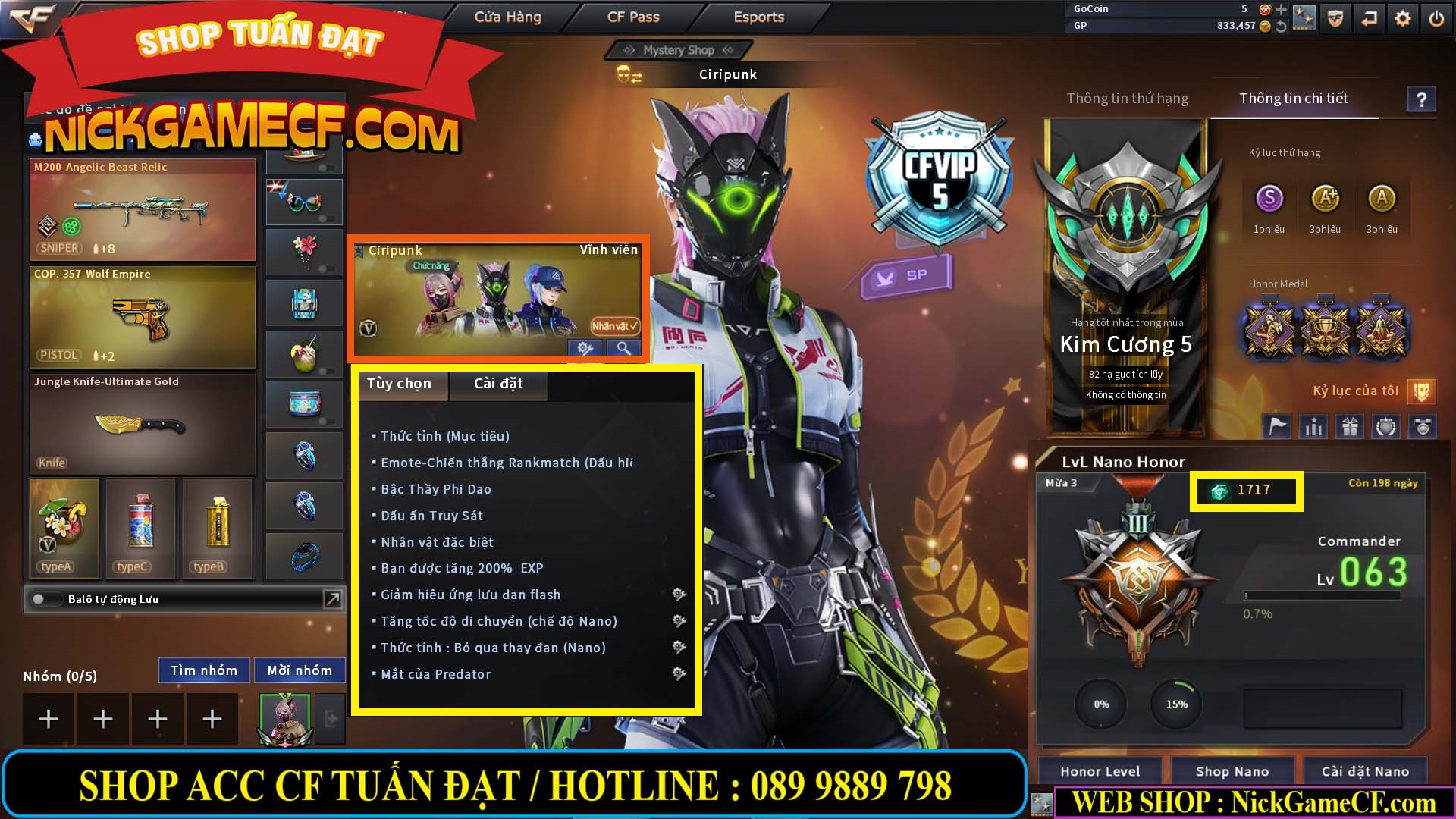 MÃ CF13688 - GIÁ : 3650K - CHIẾN C4 SIÊU HOT - 11 VIP - VIP5