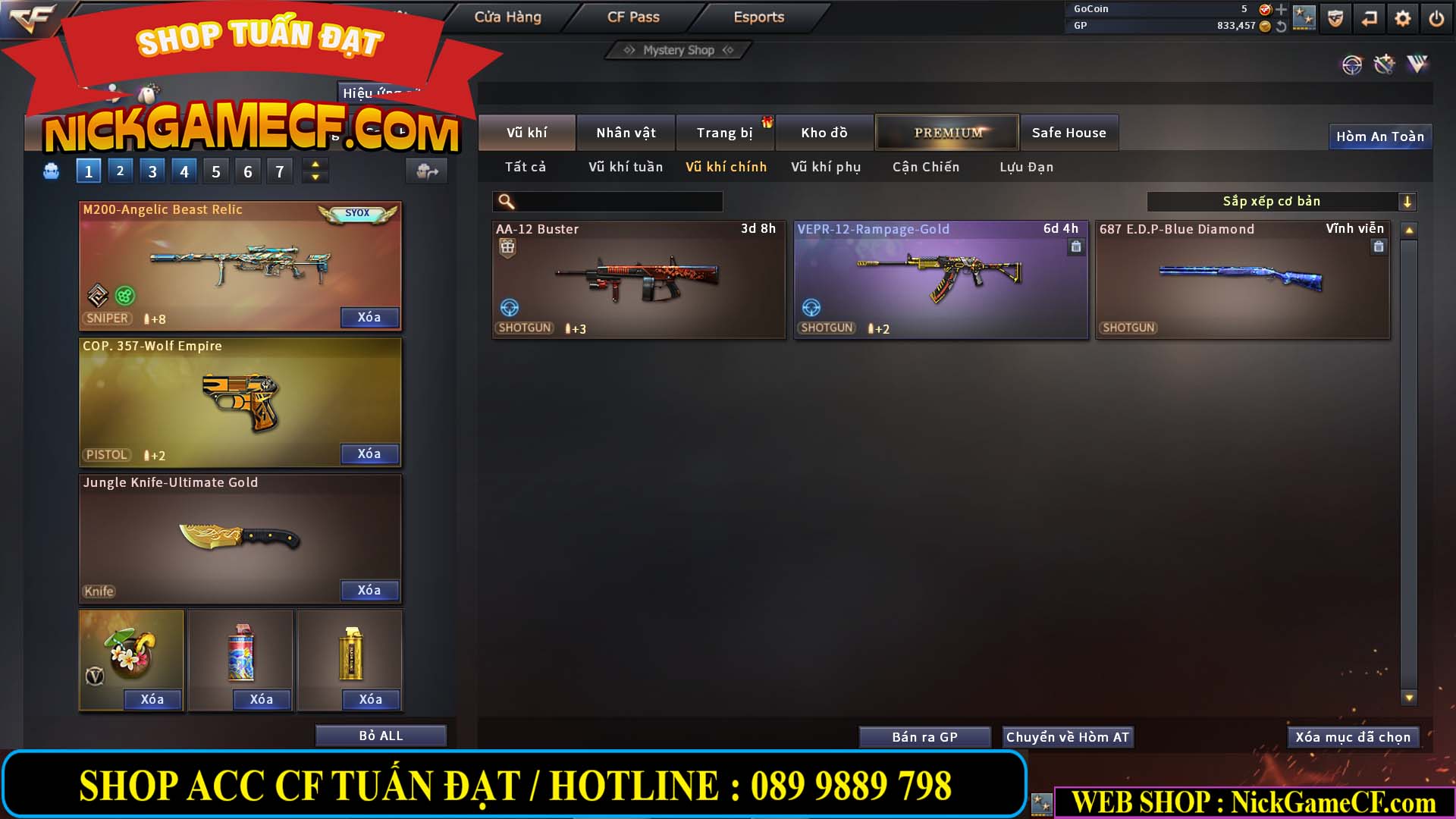 MÃ CF13688 - GIÁ : 3650K - CHIẾN C4 SIÊU HOT - 11 VIP - VIP5