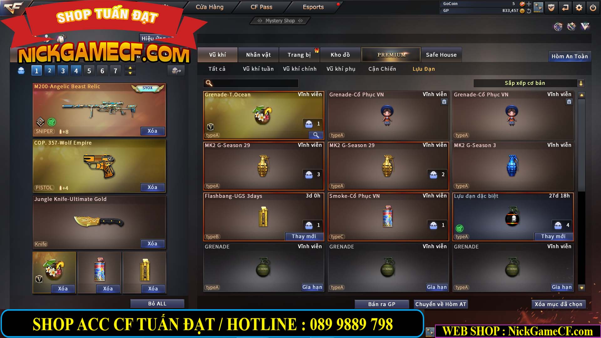 MÃ CF13688 - GIÁ : 3650K - CHIẾN C4 SIÊU HOT - 11 VIP - VIP5