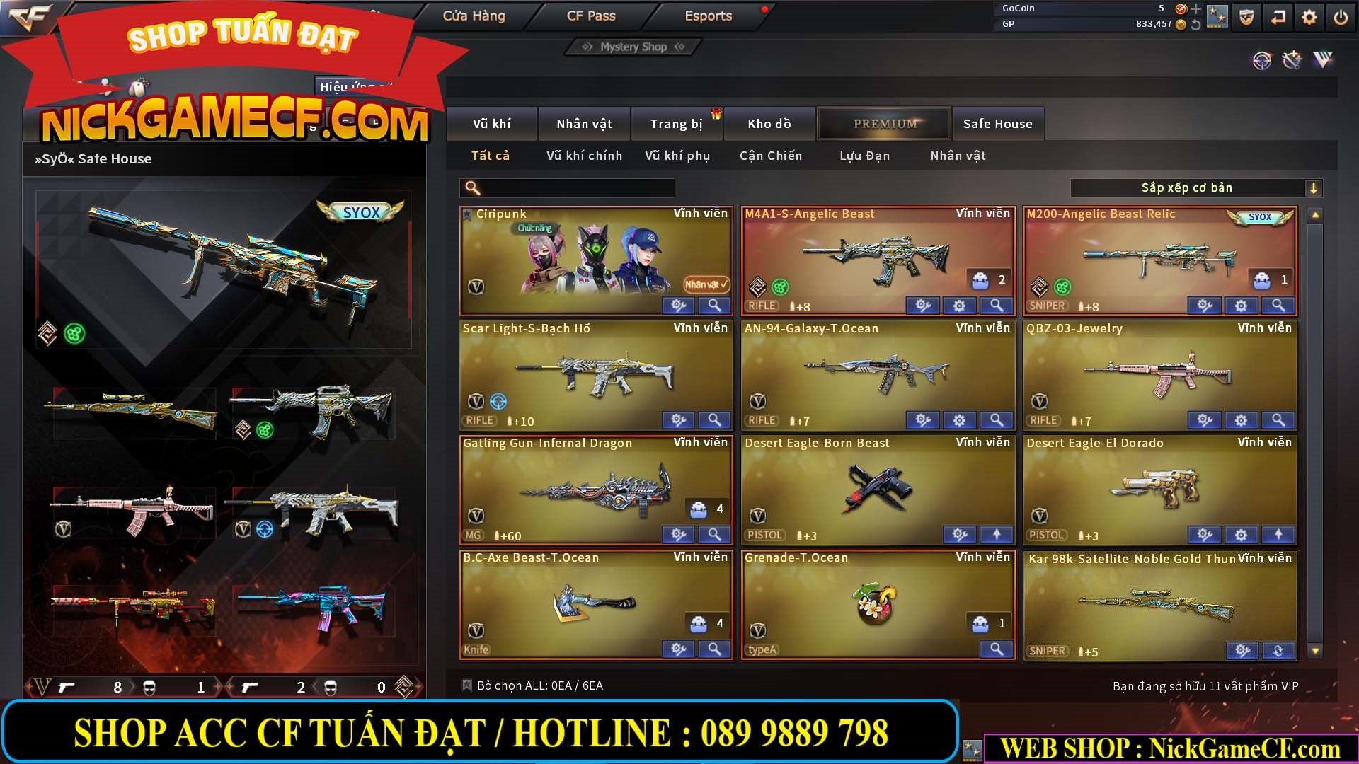 MÃ CF13688 - GIÁ : 3650K - CHIẾN C4 SIÊU HOT - 11 VIP - VIP5