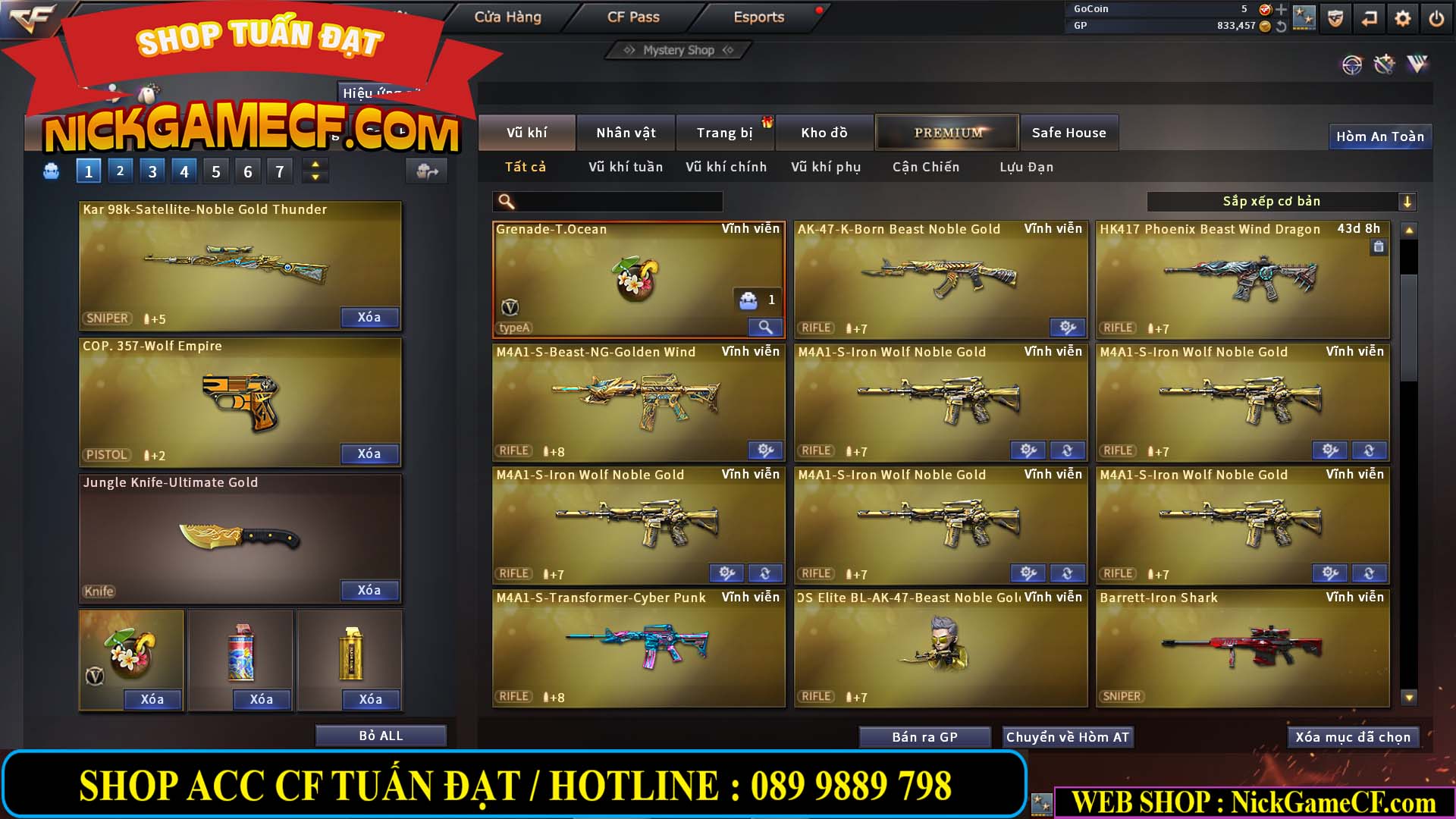 MÃ CF13688 - GIÁ : 3650K - CHIẾN C4 SIÊU HOT - 11 VIP - VIP5