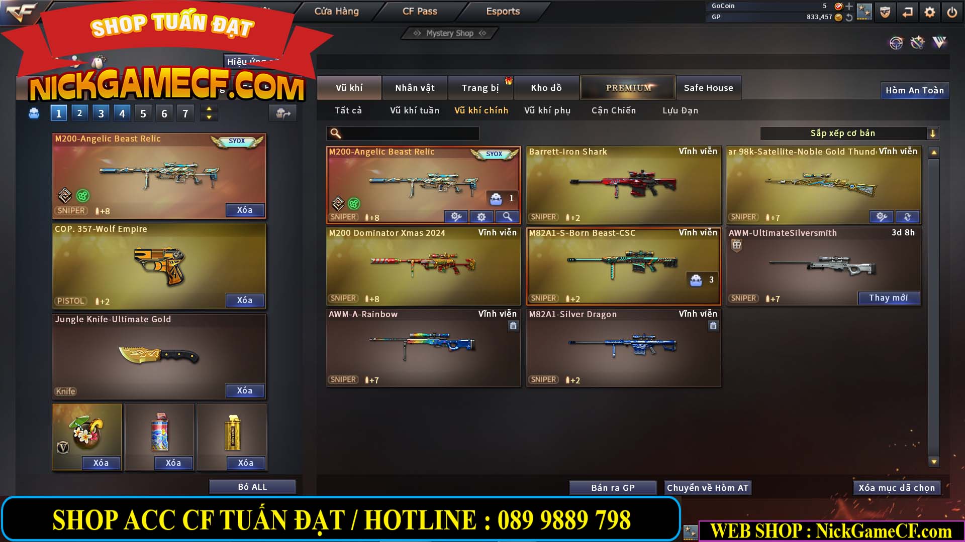 MÃ CF13688 - GIÁ : 3650K - CHIẾN C4 SIÊU HOT - 11 VIP - VIP5