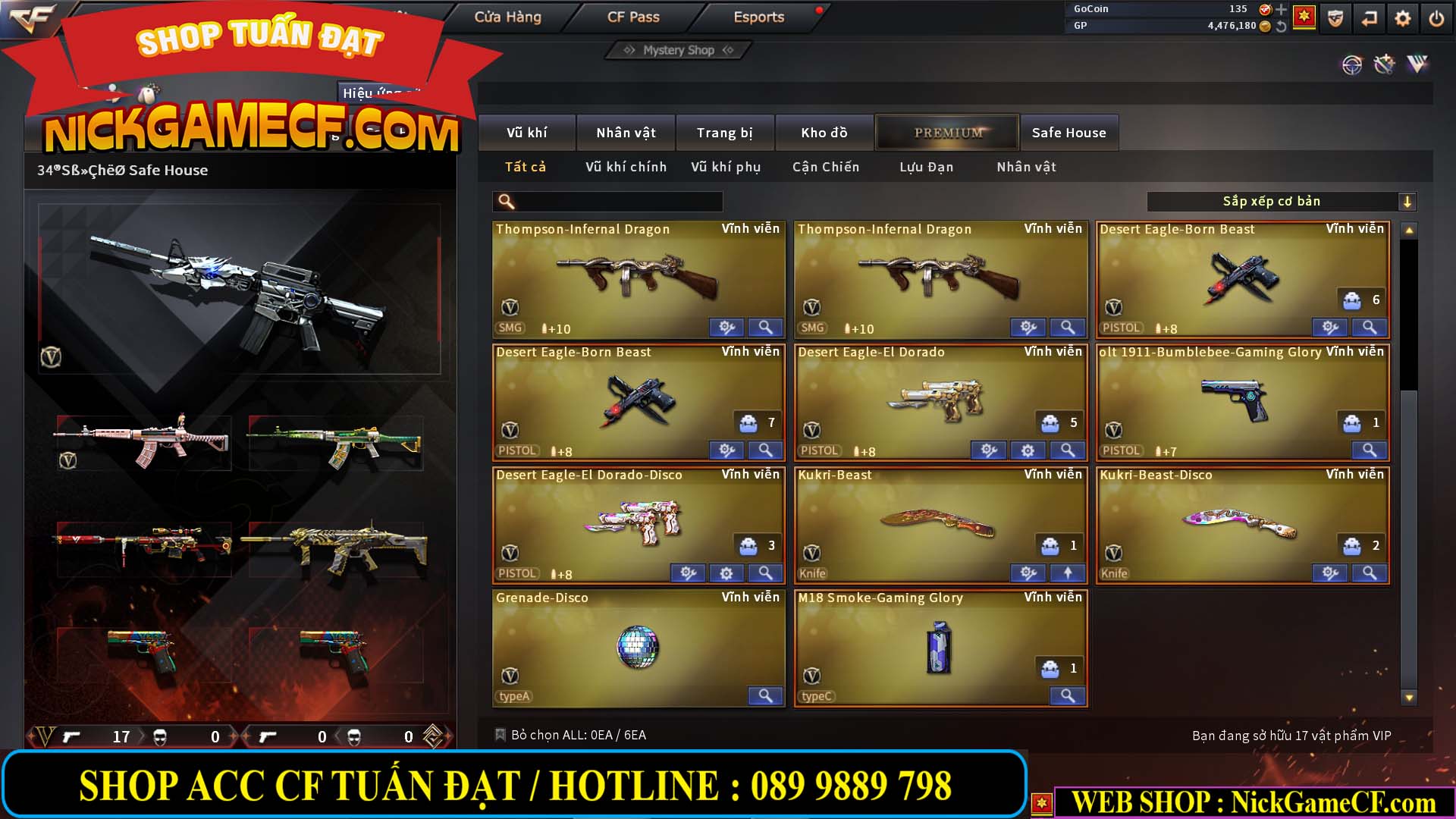 MÃ CF13739 - GIÁ : 2950K - CHUYÊN DF/CSC - 17 VIP - VIP4