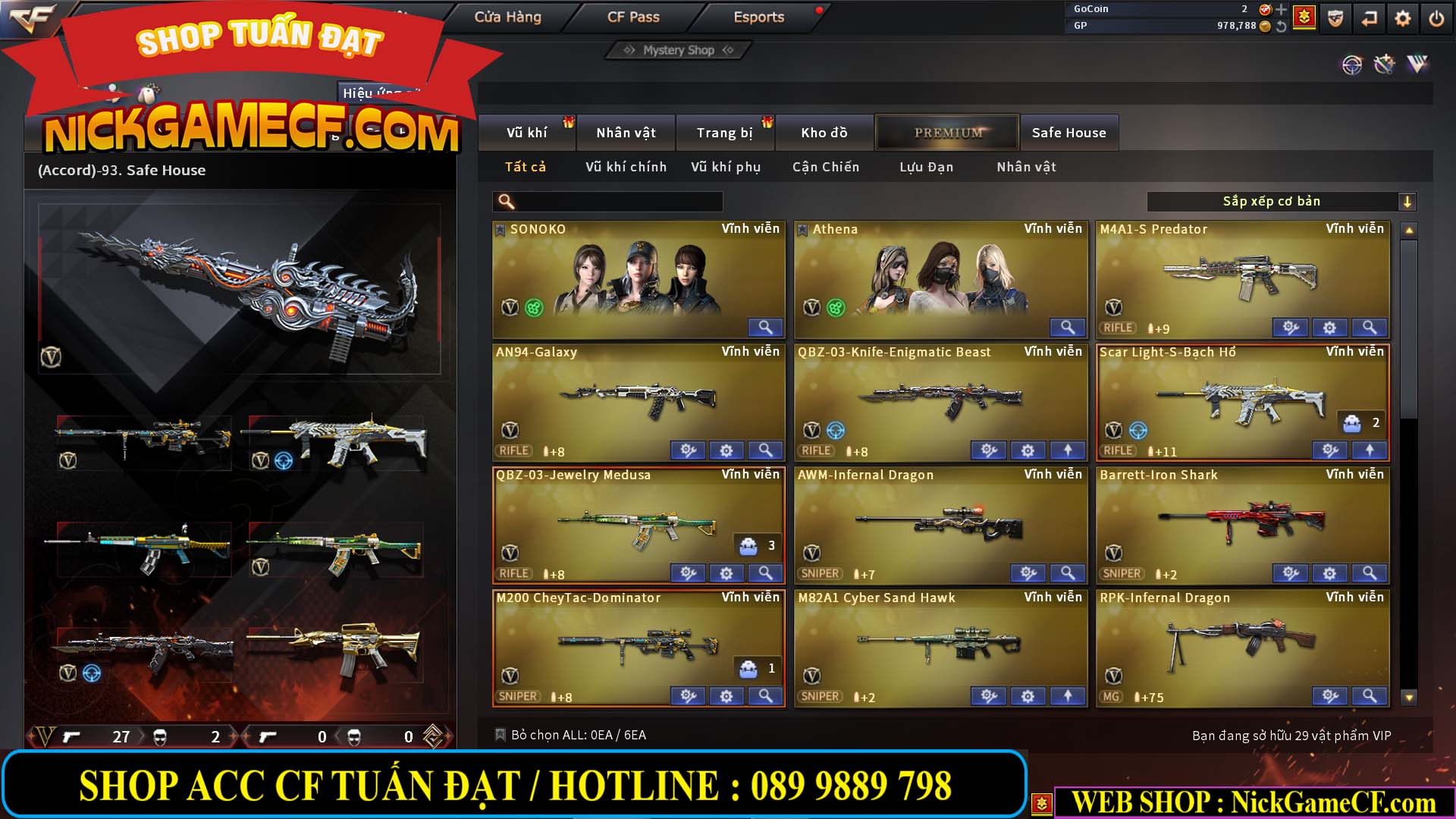 MÃ CF13765 - GIÁ : 3650K - CHIẾN C4 XỊN - ZOM THỦ - 29 VIP - VIP5
