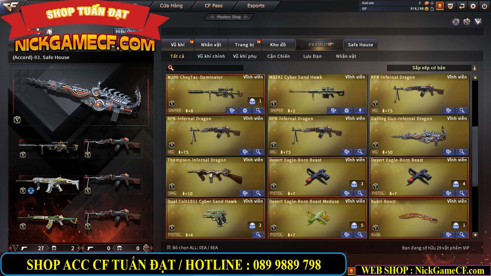 MÃ CF13765 - GIÁ : 3650K - CHIẾN C4 XỊN - ZOM THỦ - 29 VIP - VIP5