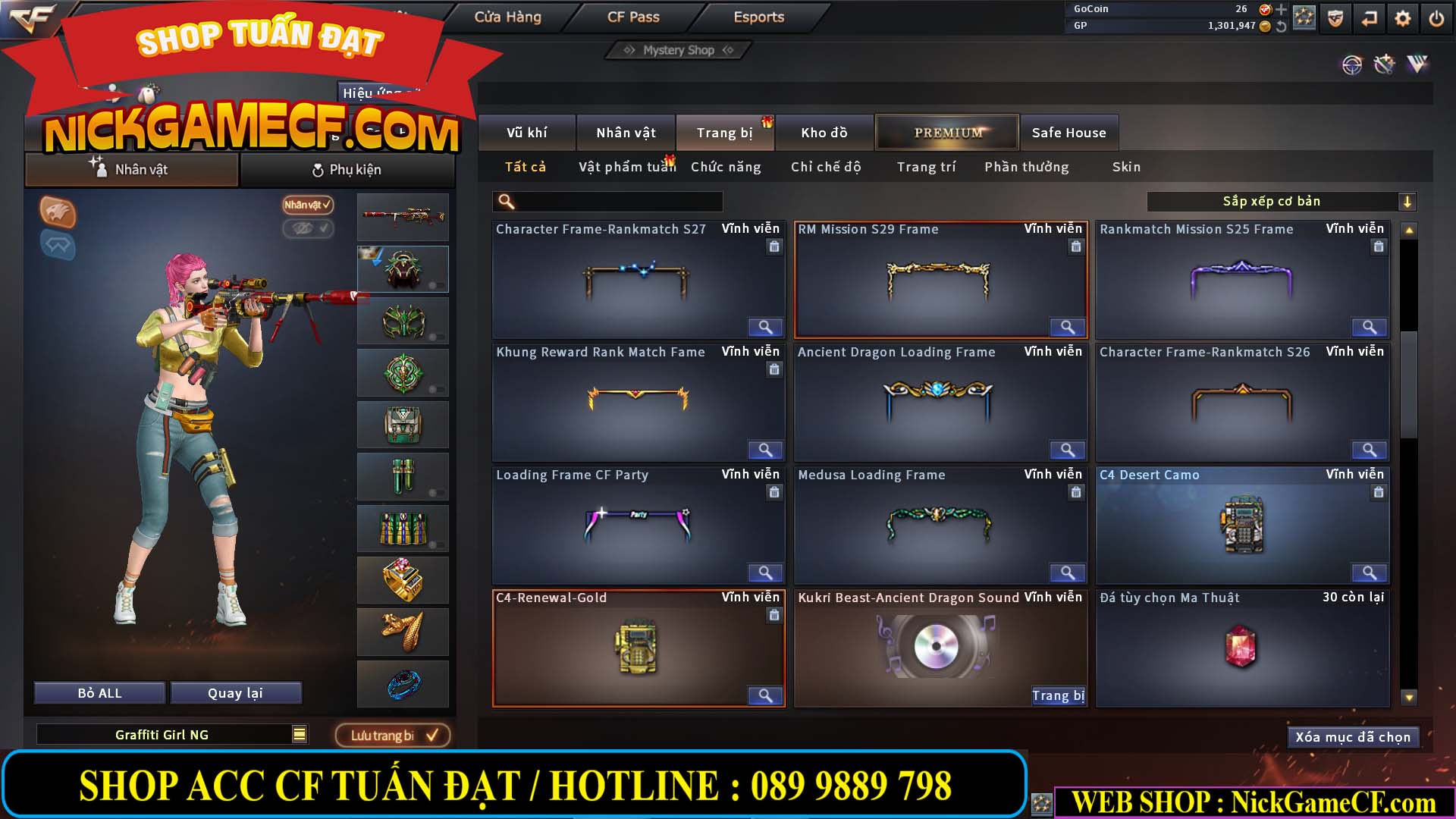 MÃ CF13769 - GIÁ : 1999K - CHIẾN C4 XINH - 16 VIP - GẦN VIP5