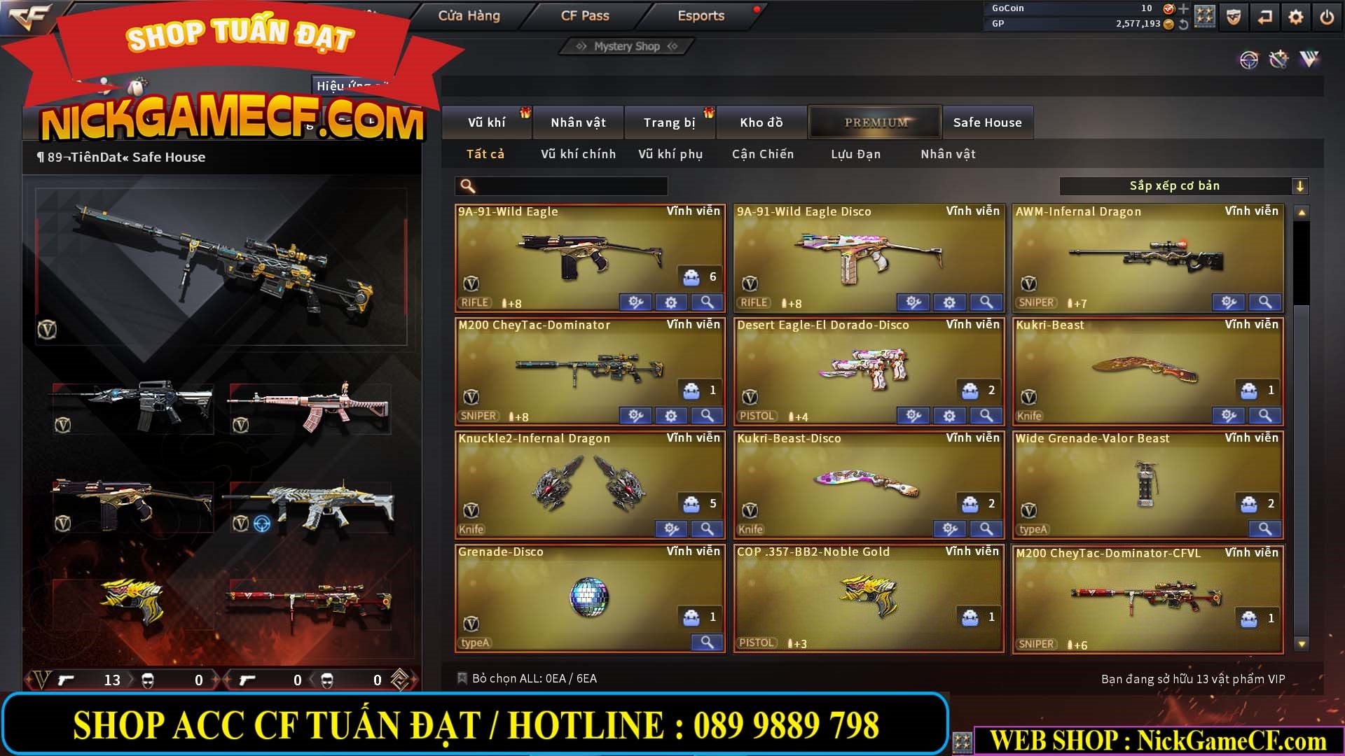 MÃ CF13771 - GIÁ : 2750K - CHIẾN C4 TANK  ĐẸP - 13 VIP - GẦN VIP4