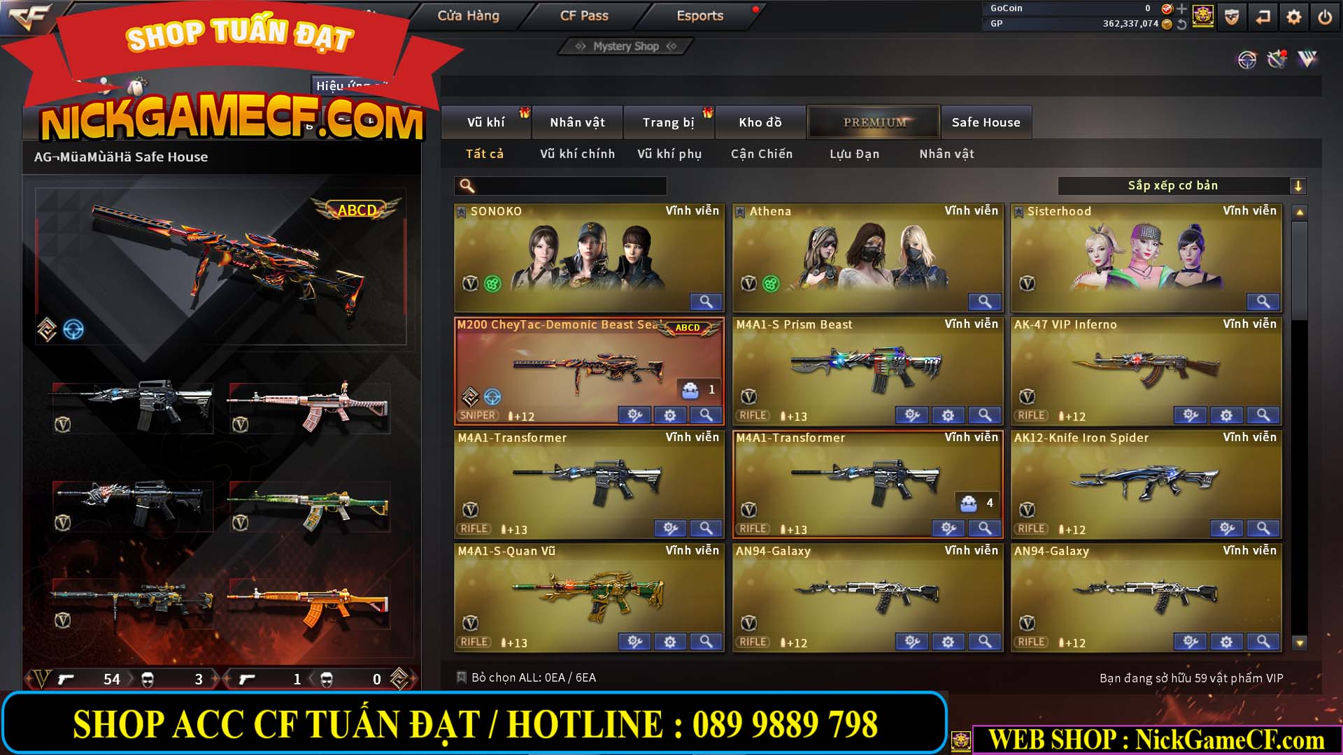 MÃ CF13772 - GIÁ : 6999K - CHIẾN C4 ĐẸP - ZOM XINH - 58 VIP - VIP5
